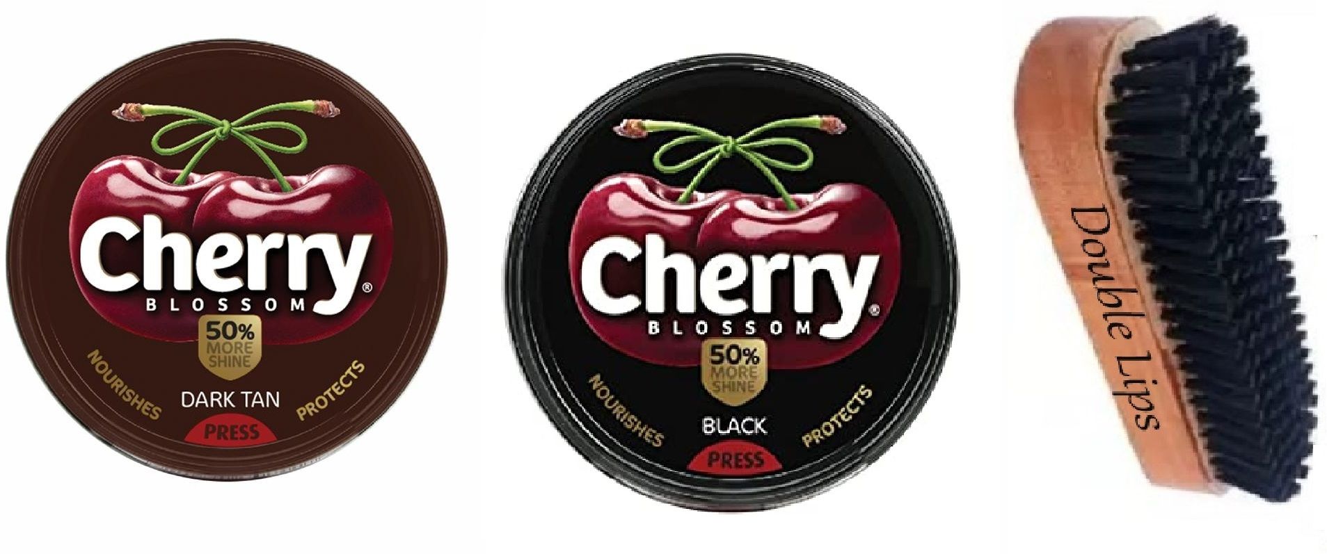 DOUBLE LIPS Cherry Blossom Polish 40g (Dark Tan+Black ) + Polish Brush Leather Shoe Wax Polish-image-26