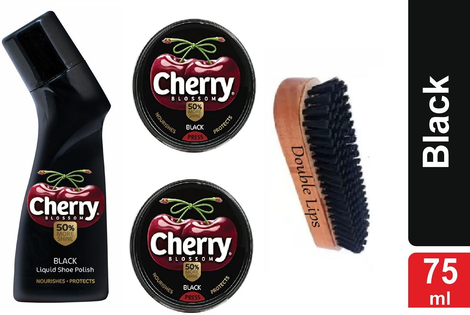 DOUBLE LIPS Cherry Blossom Liquid Shoe Polish With Wax Polish 40 Grm 2pc+ Brush Leather Shoe Wax Polish-image-28
