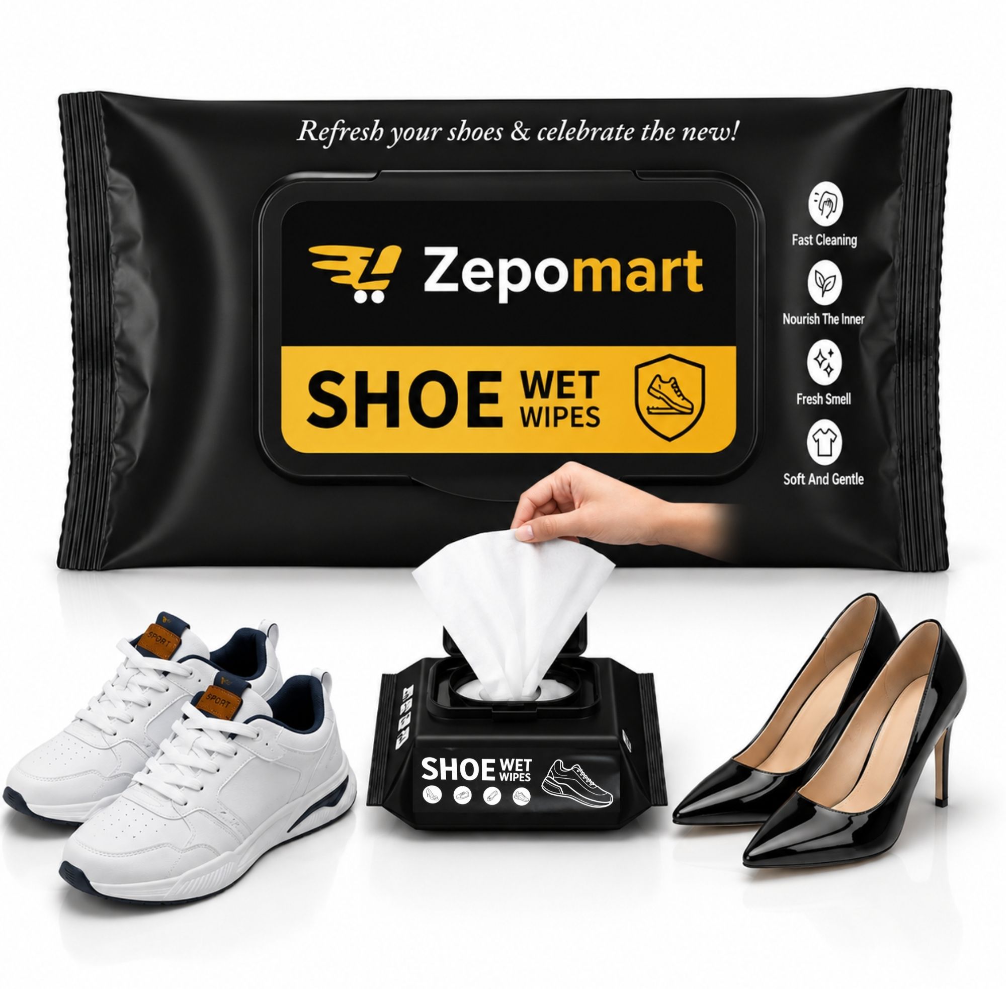 ZEPO MART Shoe Wipes Shoe Cleaner Wet Wipes for White Leather Canvas Sports Shoes 1PCS Canvas, Leather, Patent Leather, Sports, Synthetic Leather Shoe Cleaner-image-47
