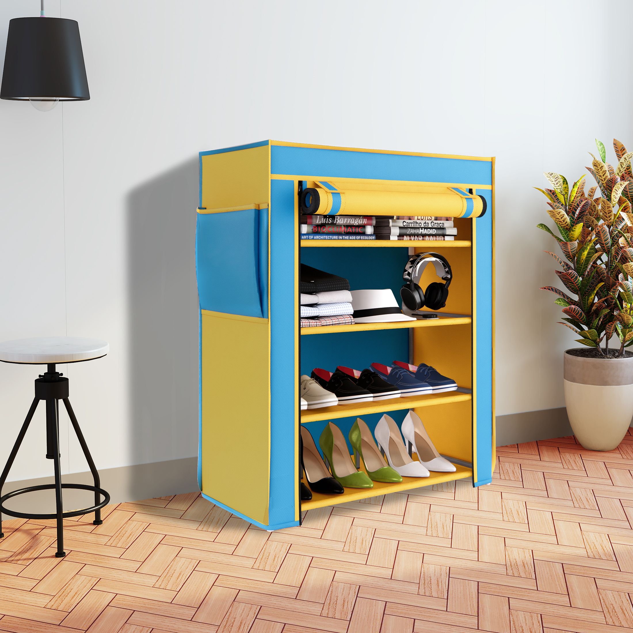 fabura 4 Shelf Plastic Pipe & Cover PP Collapsible Wardrobe-picture-38