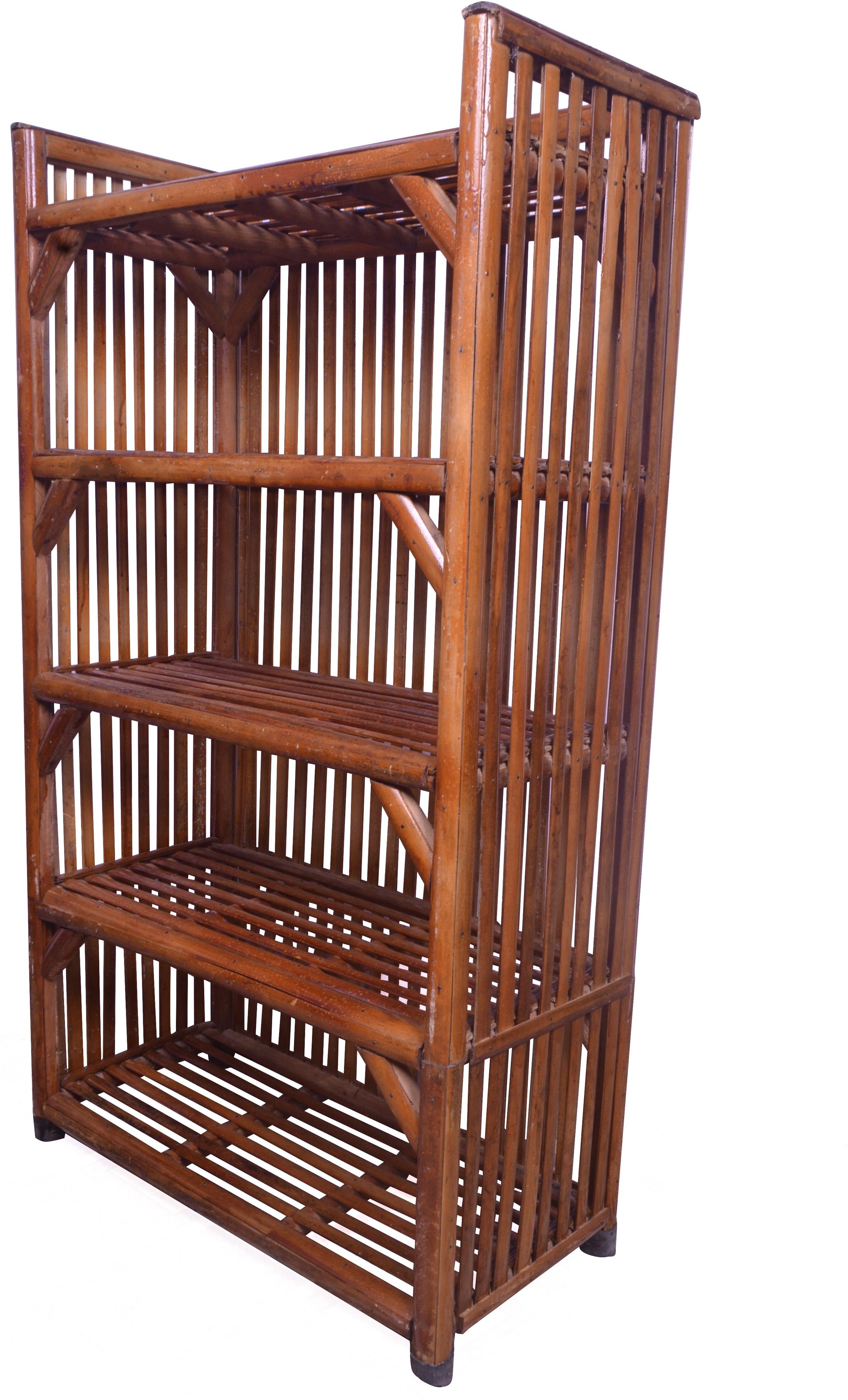 rainbow Wooden, Cane Book Shelf Utility, planter Shoe stand for Home Kitchen ,Office Engineered Wood Semi-Open Book Shelf-picture-14