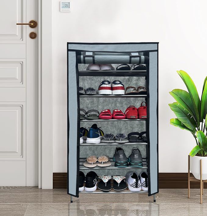 6 Tier Collapsible Metal Shoe Rack Carbon Steel Collapsible Wardrobe-image-12