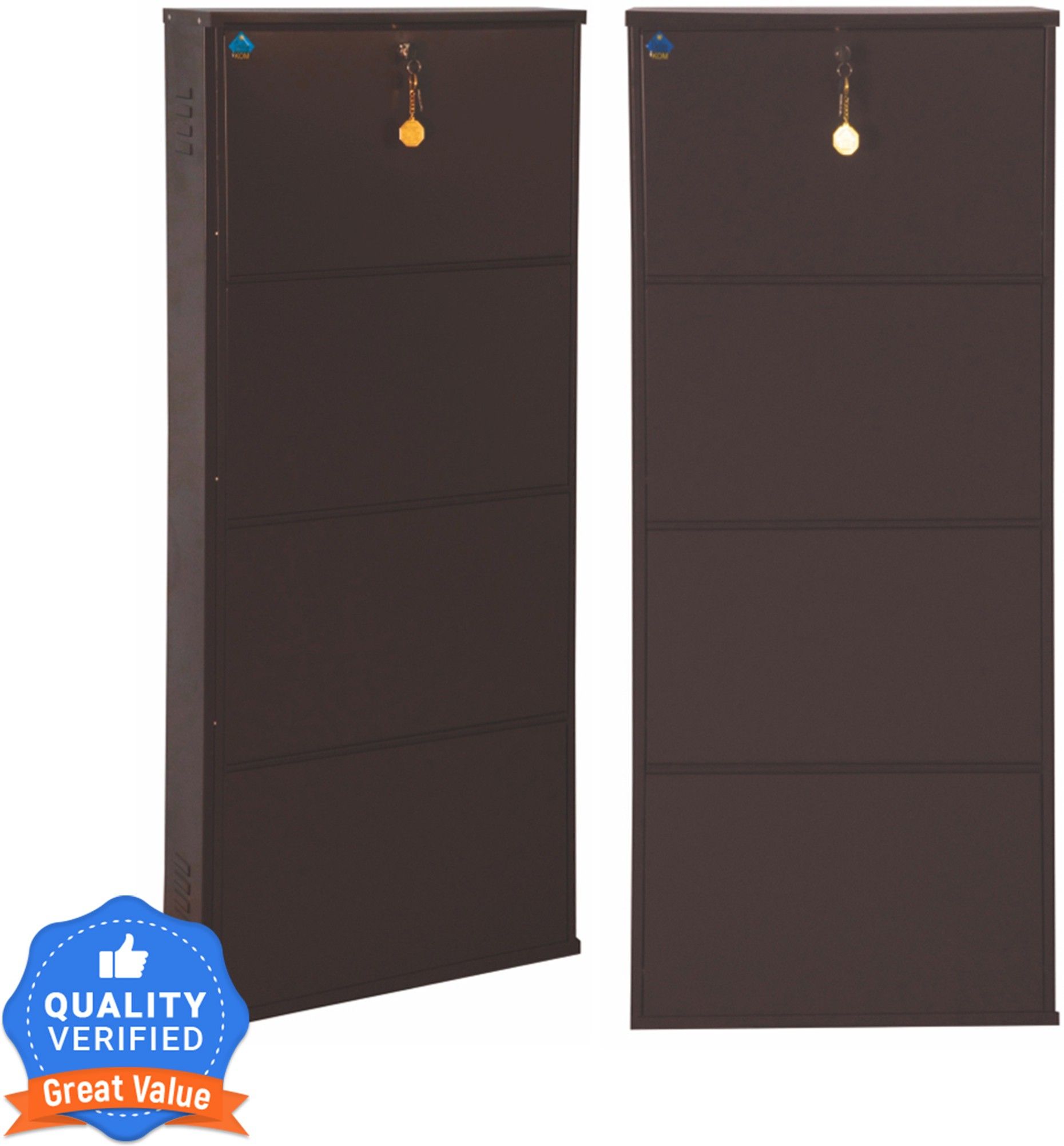 20 Inches wide Latitude Four Door Powder Coated Wall Mounted Metallic Coffee Metal, Metal, Metal Shoe Rack-image-4