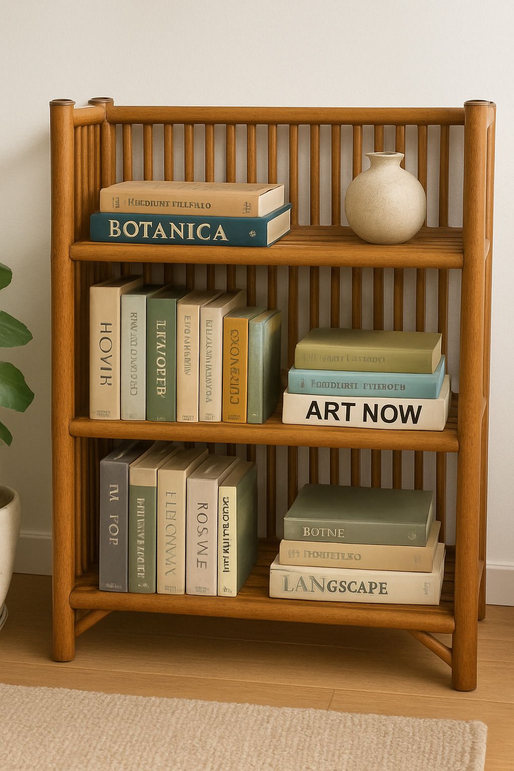 Premium Solid Wood 3-Tier Open Bookshelf & Storage Shelf for Home Cane Open Book Shelf-image-32