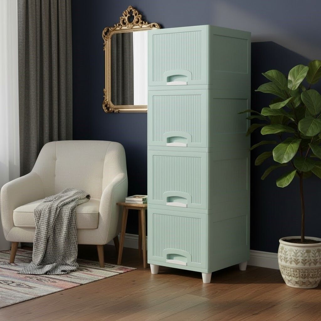 grotheory Multi layer Plastic Storage Cabinet for Clothes with Spacious Drawers PP Collapsible Wardrobe-picture-27