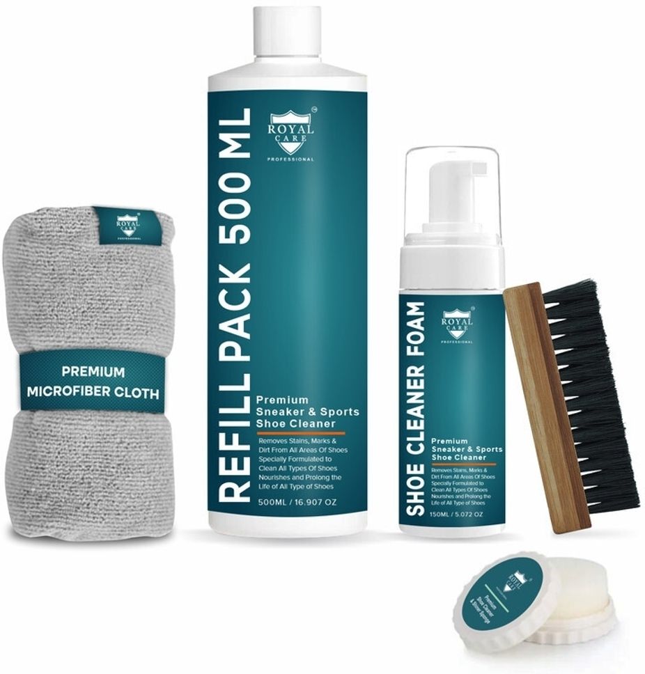 ROYAL CARE PROFESSIONAL Shoe Cleaning Kit Foam 150 Ml , Refill 500 Ml , Cloth , Brush , Shine Sponge Cleaner-image-15