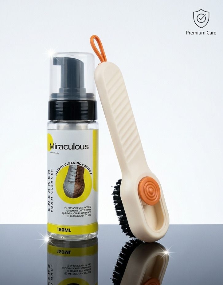 Miraculous Shoe Cleaning Foam Primium kit 150 mL bottle ,brush, Shoe Foam spary Cleaner-image-30