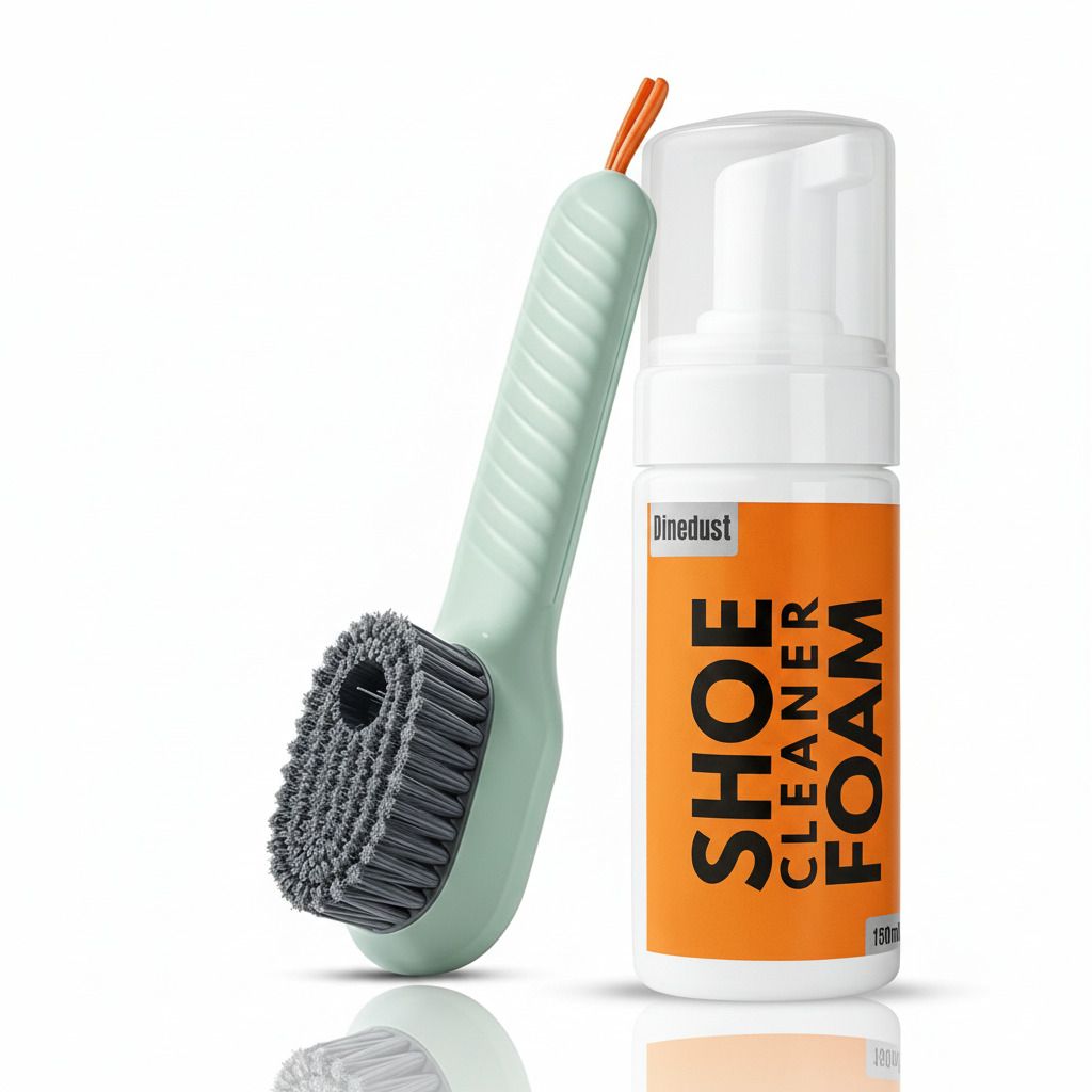DINEDUST Quick Shoe Cleaning Kit 150ml Shoe Foam Cleaner & Brush Cleaner-image-12