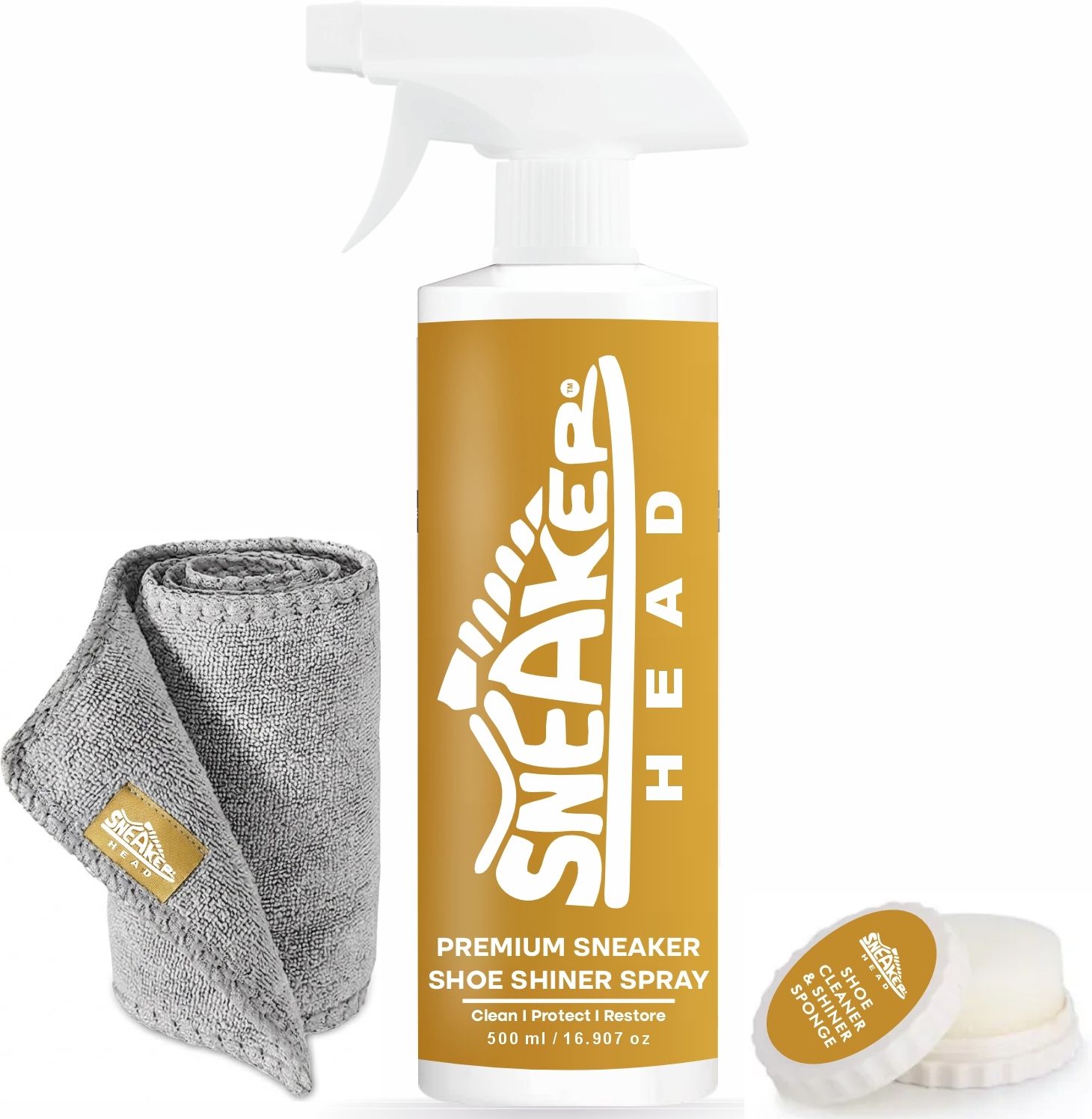 SNEAKERHEAD Shoe Shiner Spray 500ml with Sponge & Cloth | Instant Shine Shoe Polish Kit Cleaner-image-46