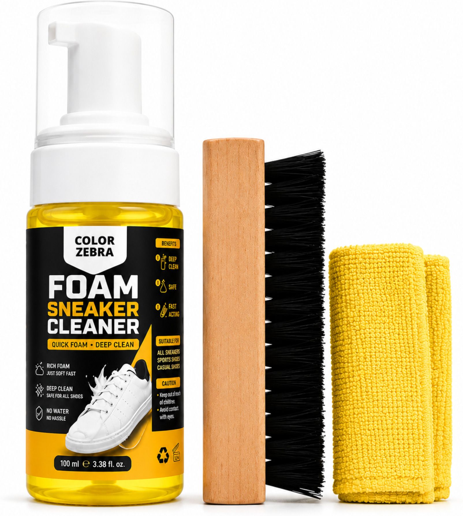 Color Zebra Sneaker Cleaner Foam 100 ml ( kit) with Premium Wooden Brush |Shoe Shoe Care Kit-image-39