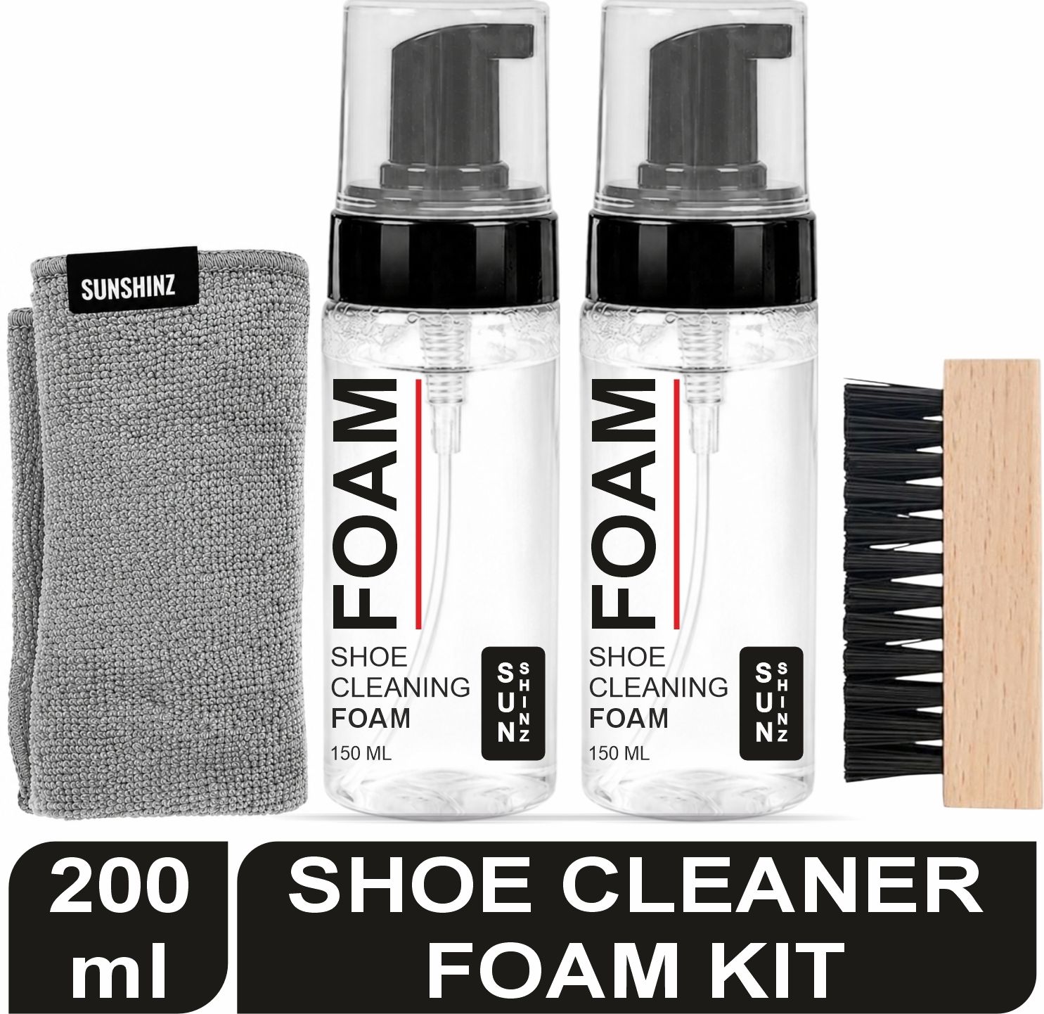 SUN SHINZ Shoe Cleaner Foam Twin Pack 100ML Brush Cloth Sneaker Cleaning Kit Use Cleaner-image-17