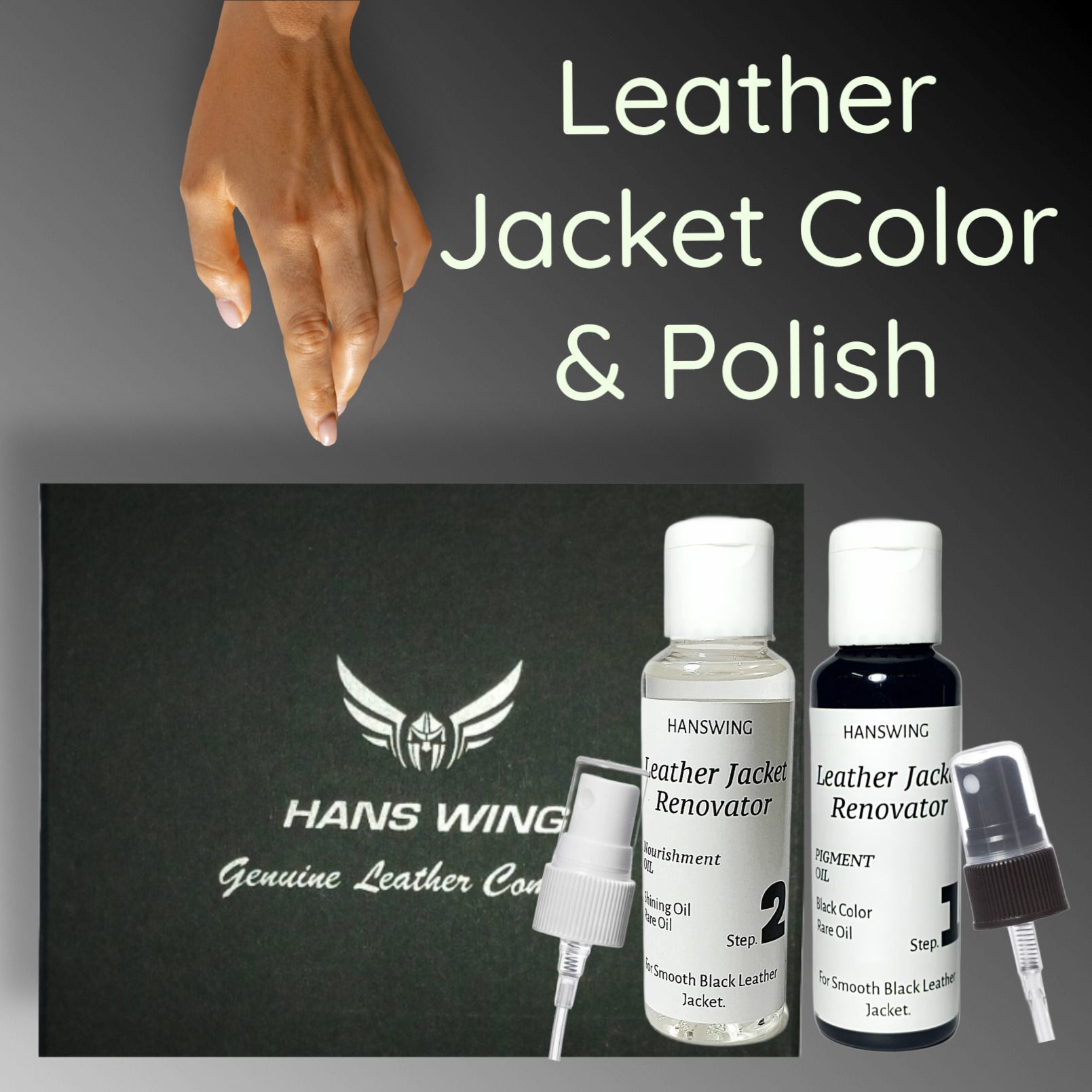 HANSWING Leather Jacket Conditioner Renovator Black Polish Coloring Agent-image-15
