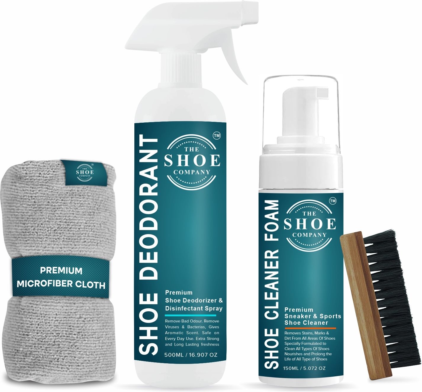 THE SHOE COMPANY Cleaning Kit Foam Cleaner 150 ml Shoe Deodorant 500 ml 1 Brush and 1 Cloth Cleaner-image-35