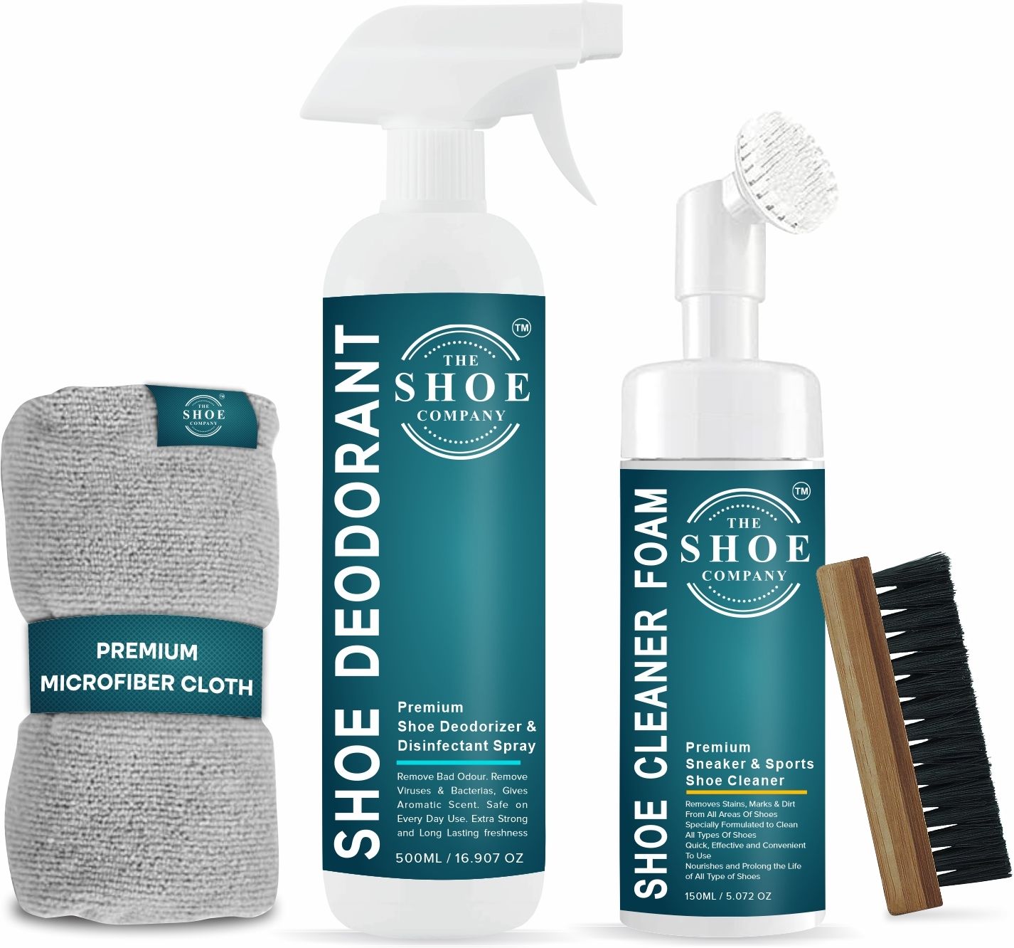 THE SHOE COMPANY Shoe Deodorizer 500ml with Silicone Foam 150ml,Brush, Cloth All Shoe Cleaner Cleaner-image-25