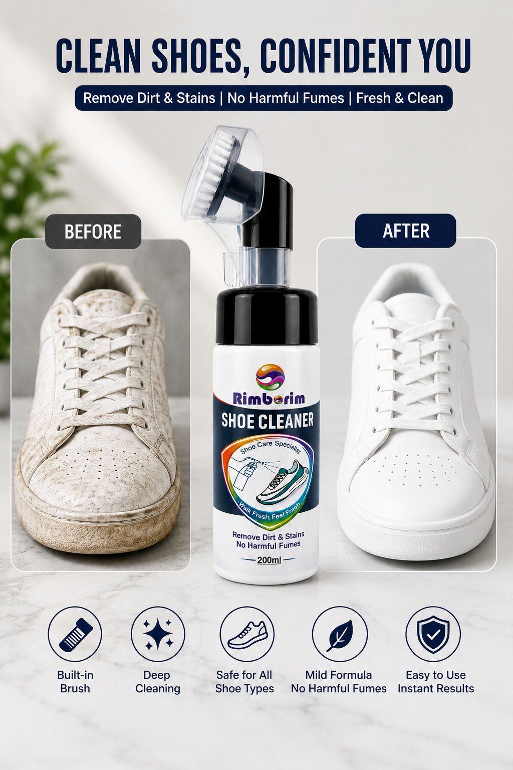 RIMBORIM Multipurpose Shoe Cleaner Foam for Canvas Leather Shoes Cleaner-image-28