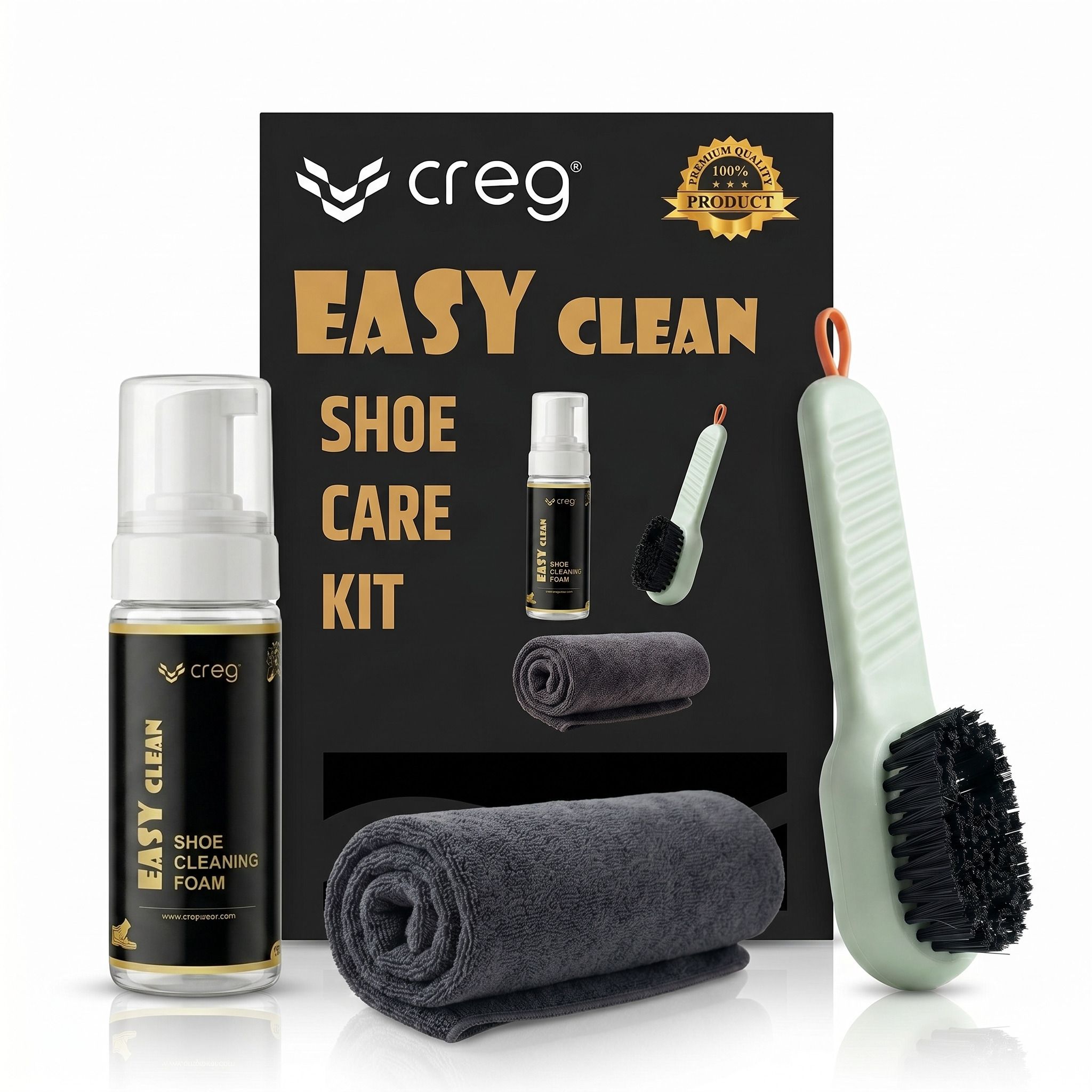 creg Shoe Care Kit with Cleaning Foam, Premium Brush & Microfiber Cloth Cleaner-image-25