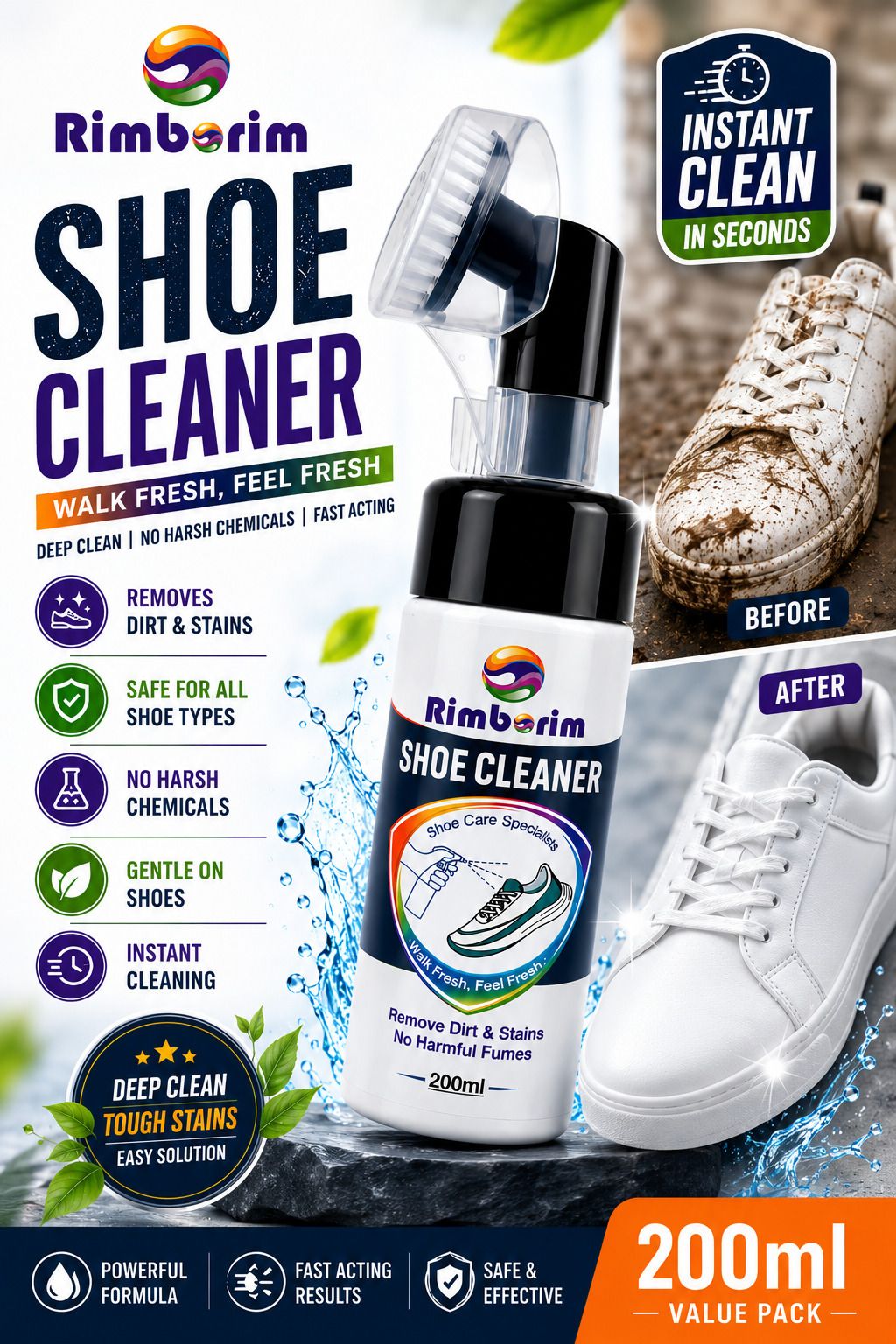 RIMBORIM Quick Clean Shoe Cleaner Foam for Sports Shoes and Sneakers Cleaner-image-27
