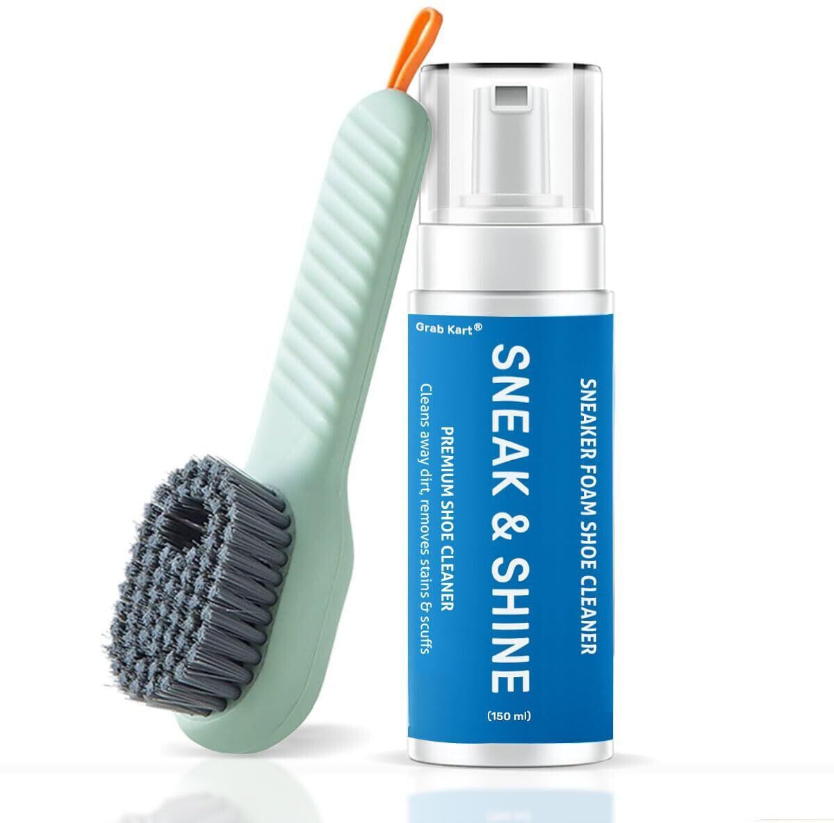 Grab Kart Quick Shoe Cleaning Kit All Shoes Foam Cleaner & Medium Bristle Shoe Brush Cleaner-image-18