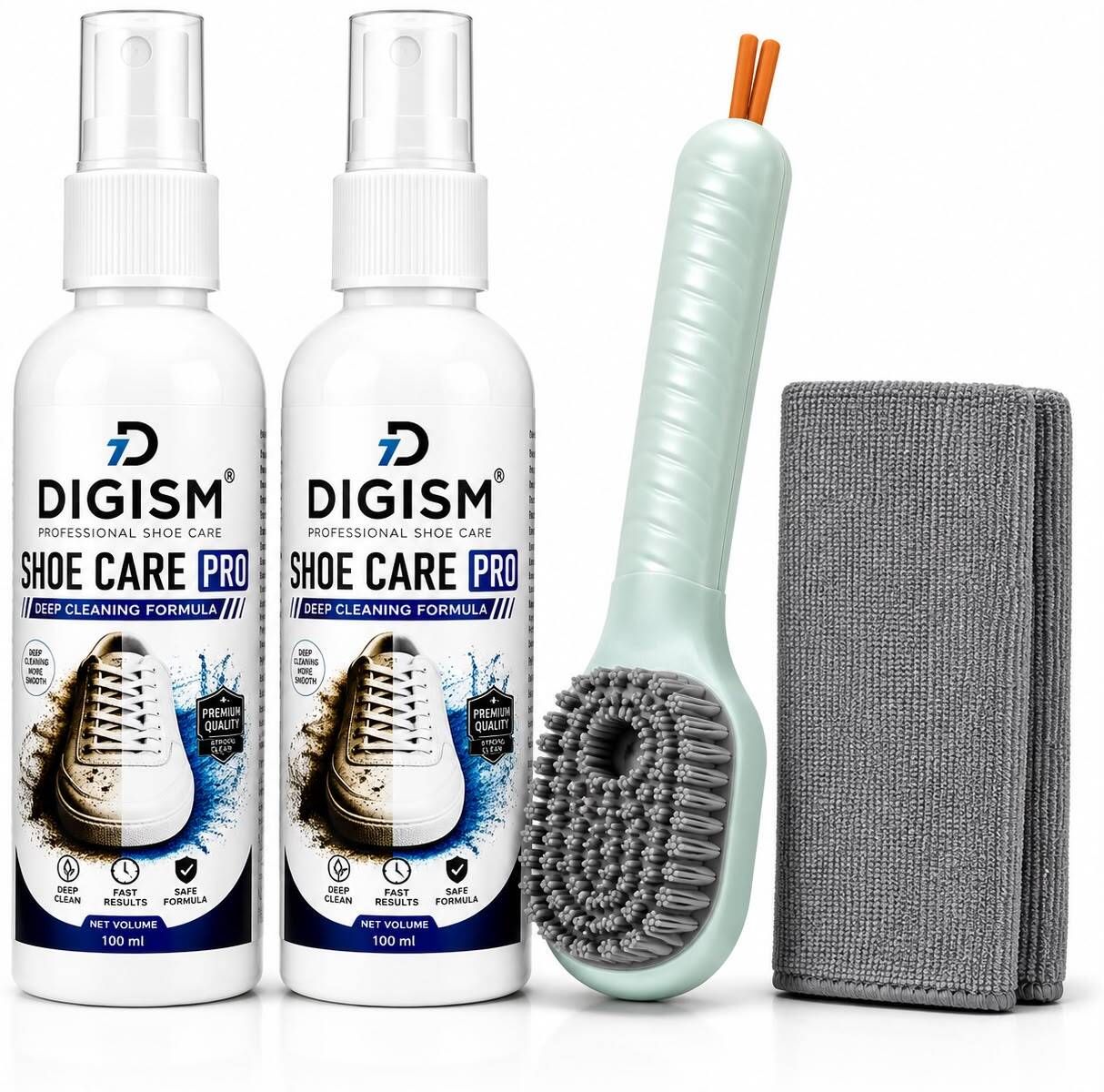 DIGISM Shoe Cleaning Spray | 2 x 100 ml Shoe Cleaner with Brush & Microfiber Cloth Cleaner-image-21