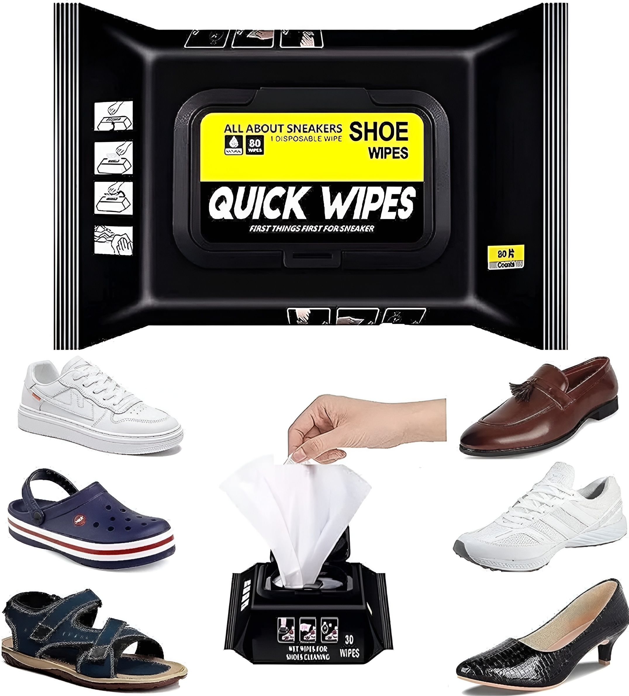 ATNEX Dirty Shoe Cleaning Wet Wipes | 80 Pieces in a Pack Wipes-image-43