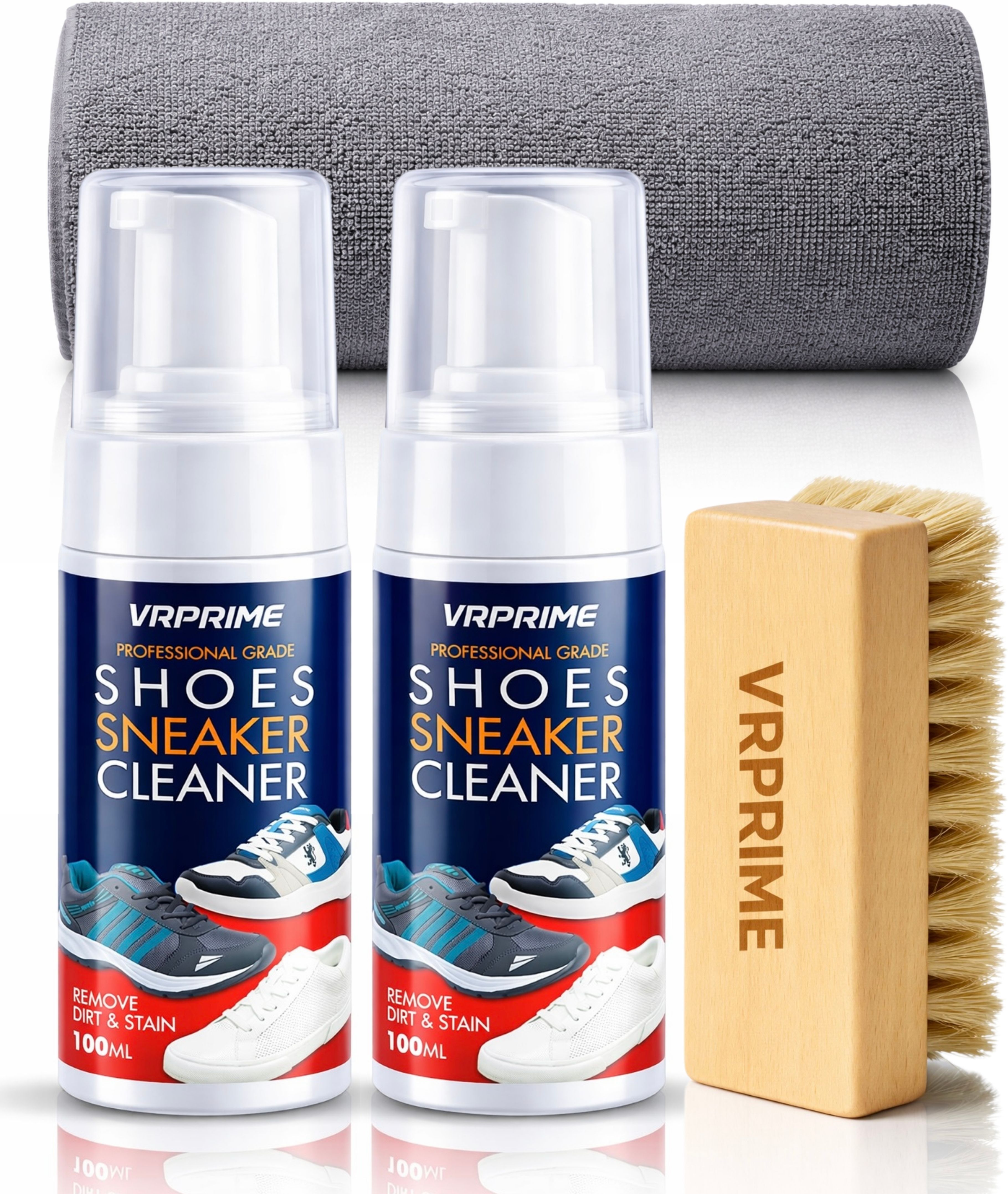 VRPRIME Foam Shoe Cleaning Kit for Sneakers with 200ml Botte , Brush & Cloth Cleaner-image-30