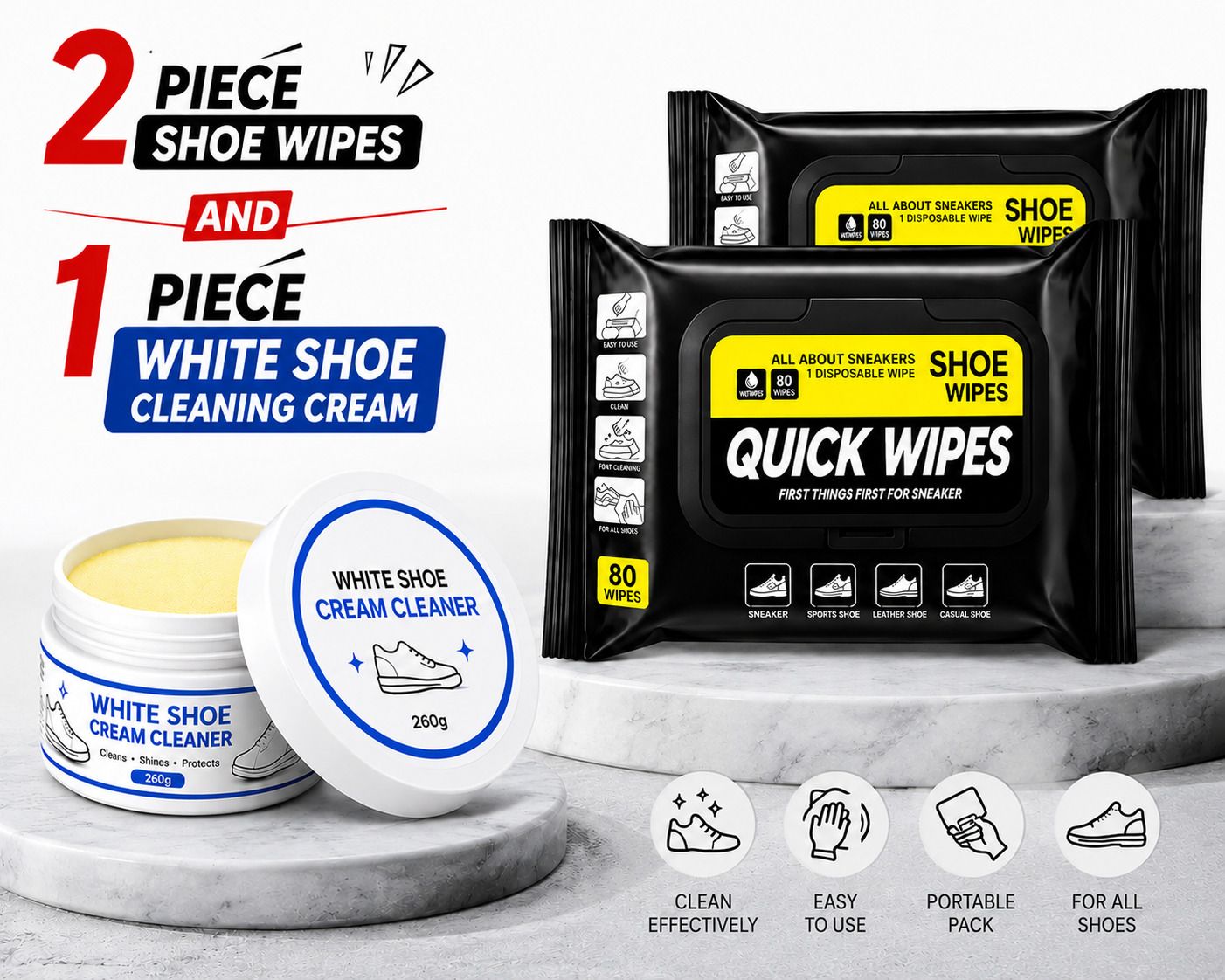 SANCORP Shoe Cleaning Wipes 80 Count With White Shoe Cleaning Cream Combo Pack OF 3 Wipes-image-21