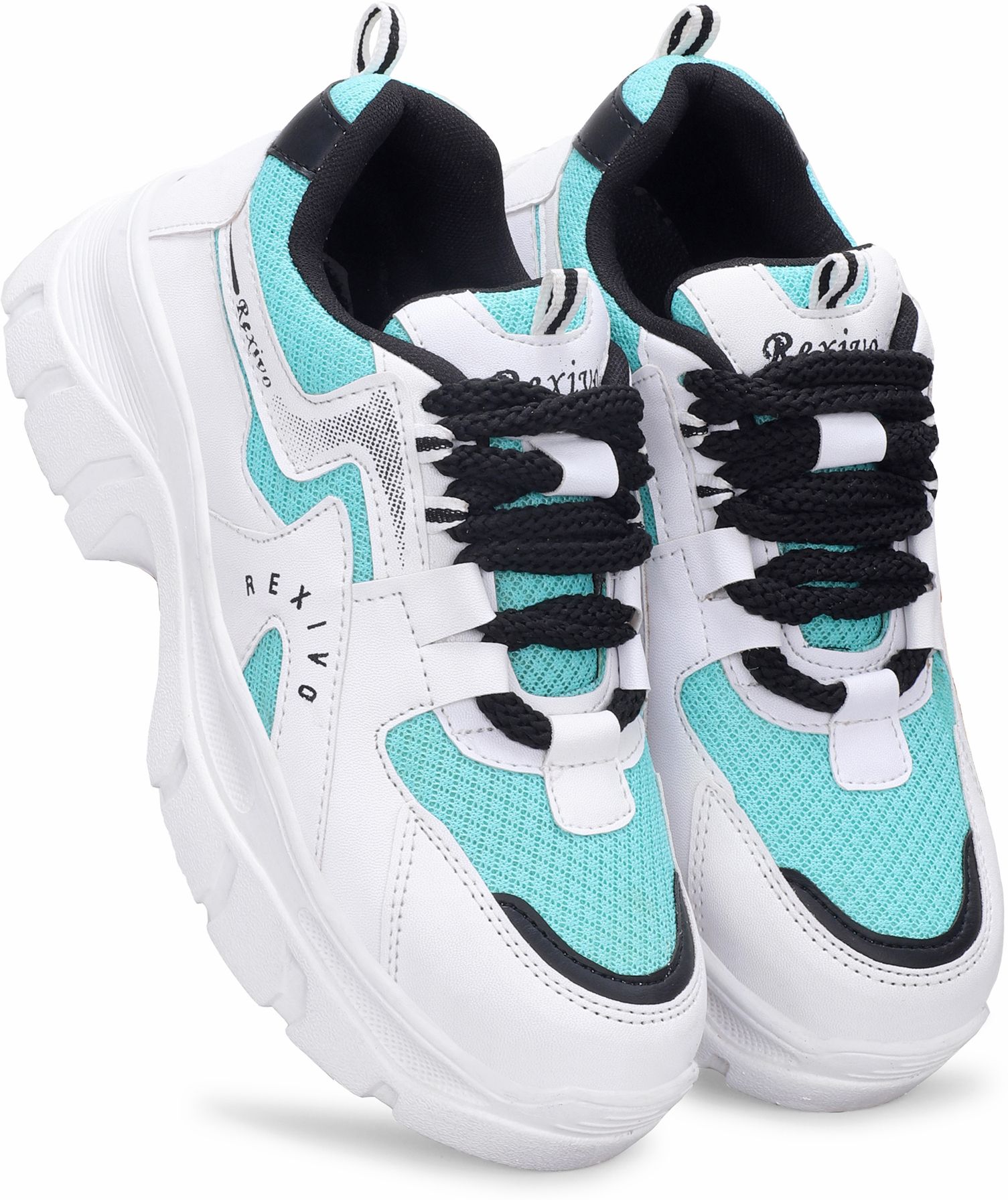 Rexivo Aqua-White Chunky Sneakers (Women) Sneakers For Women-image-2