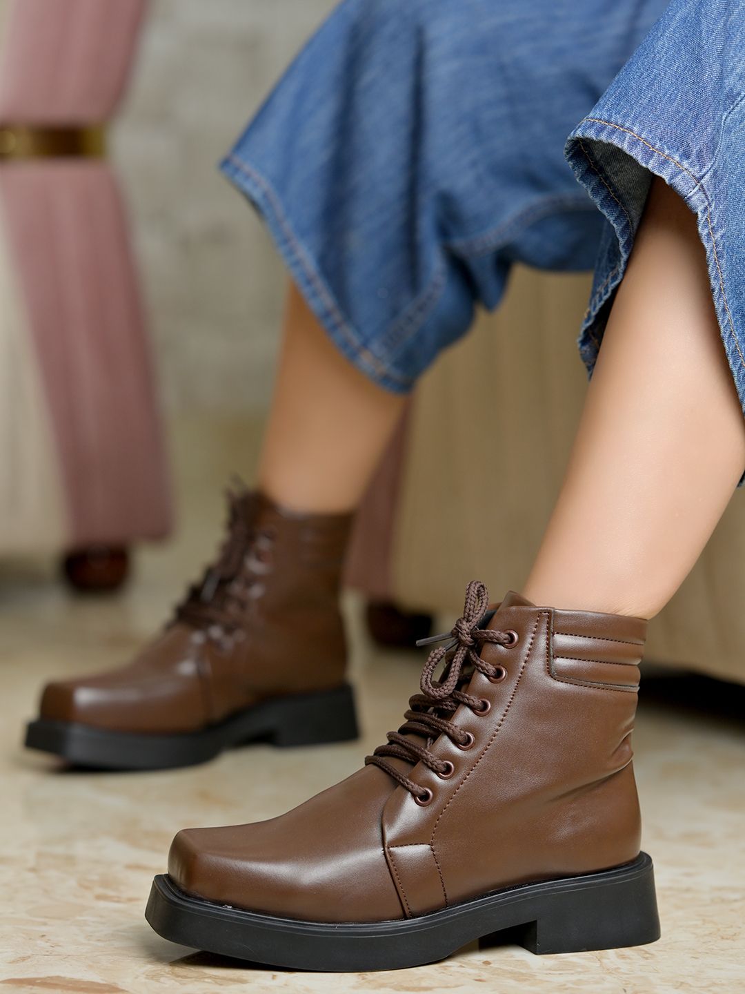 shoetopia Smart Casual Mid Top | Winter Boots |Lace-UP |Trendy Boots For Girls Boots Boots For Women-picture-32