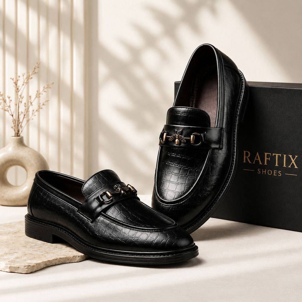 raftix Formal Loafers | Slip-On Office Shoes | Synthetic Leather | Metal Buckle Design Casuals For Men-picture-47