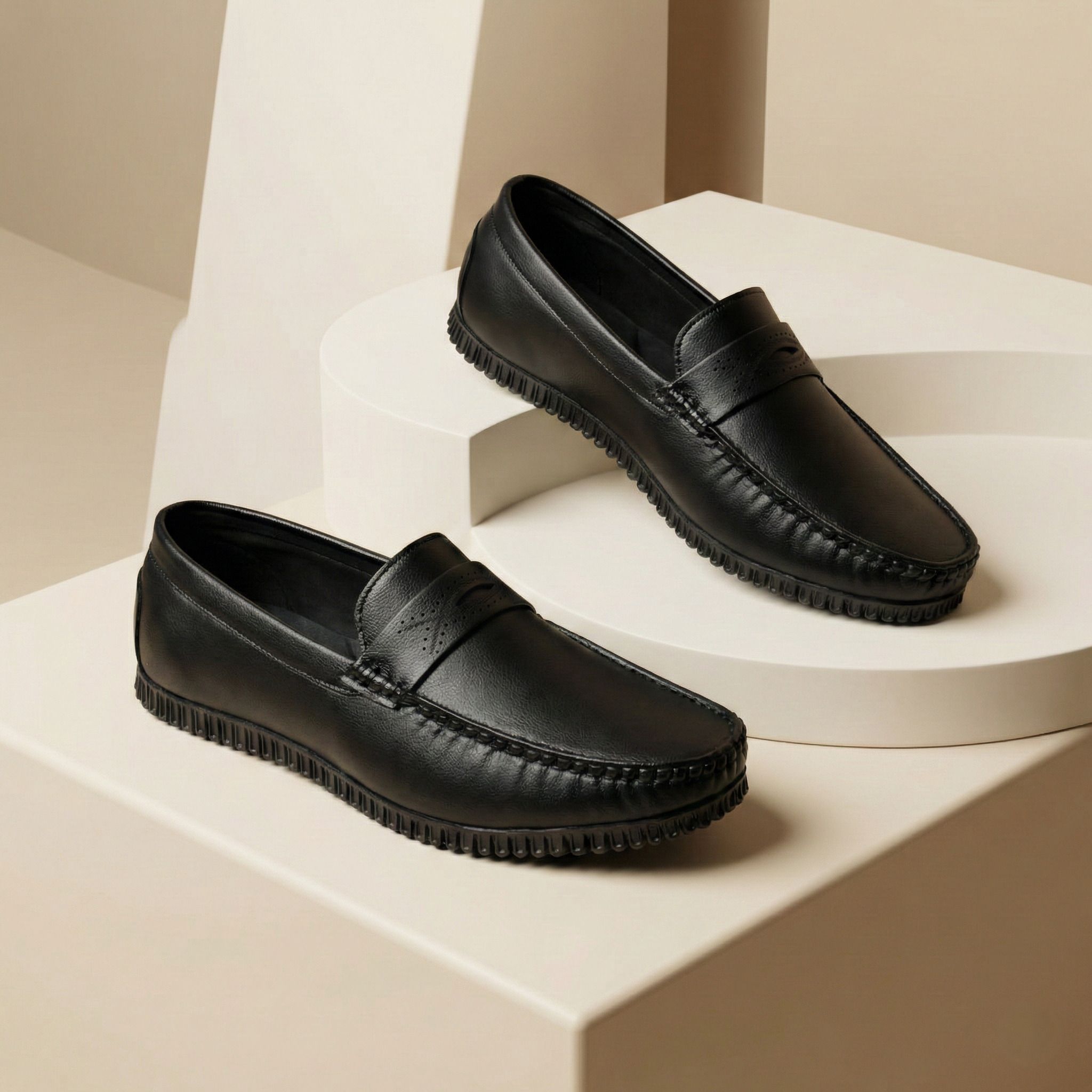 truverse Men's Black Comfort Loafers | Lightweight Office & Casual Daily Wear Shoes Loafers For Men-picture-14