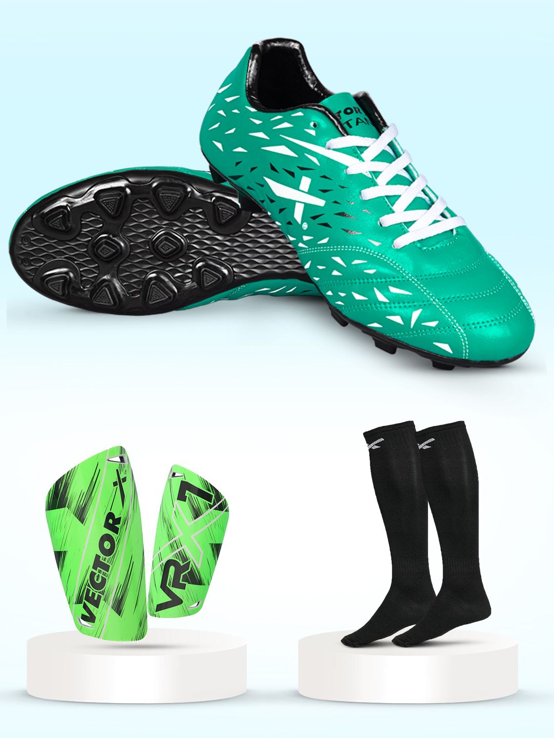 Combo Titan Shoe With Pair of Shin Guard & Stockings Football Soccer Kit Football Shoes For Men-image-24