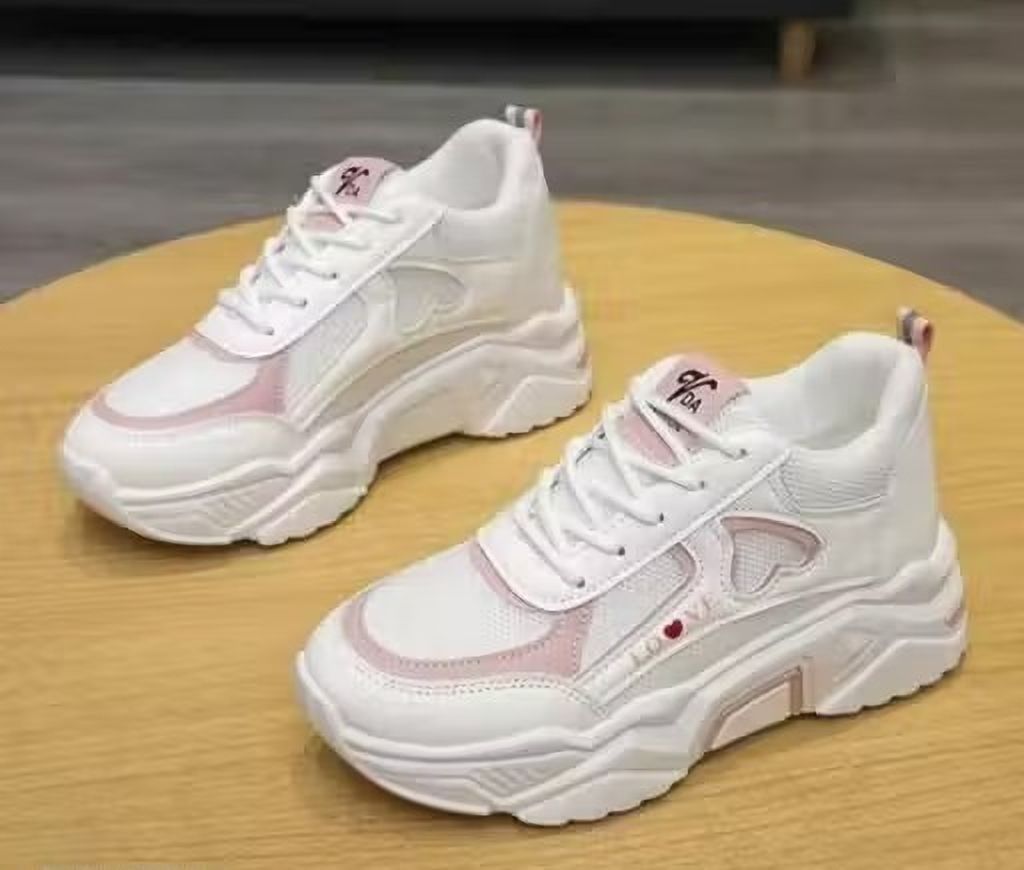 Girls White Pink Casual Sneakers Lace Up Walking Shoes Sneakers For Women Casuals For Women-image-19