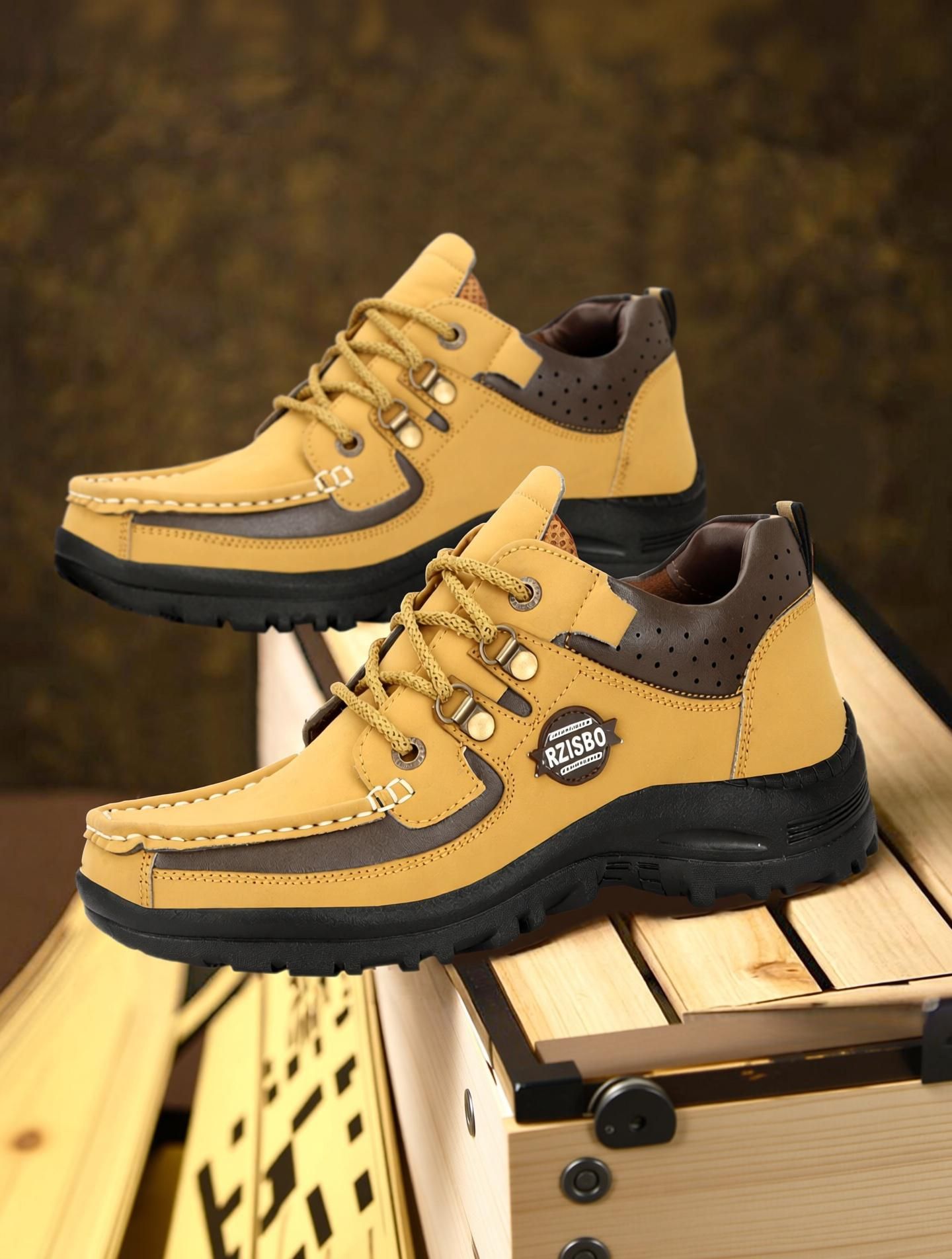 Synthetic Leather Lightweight Comfortable Trendy Walking Hiking Trekking Lace Up Boots For Men-image-47