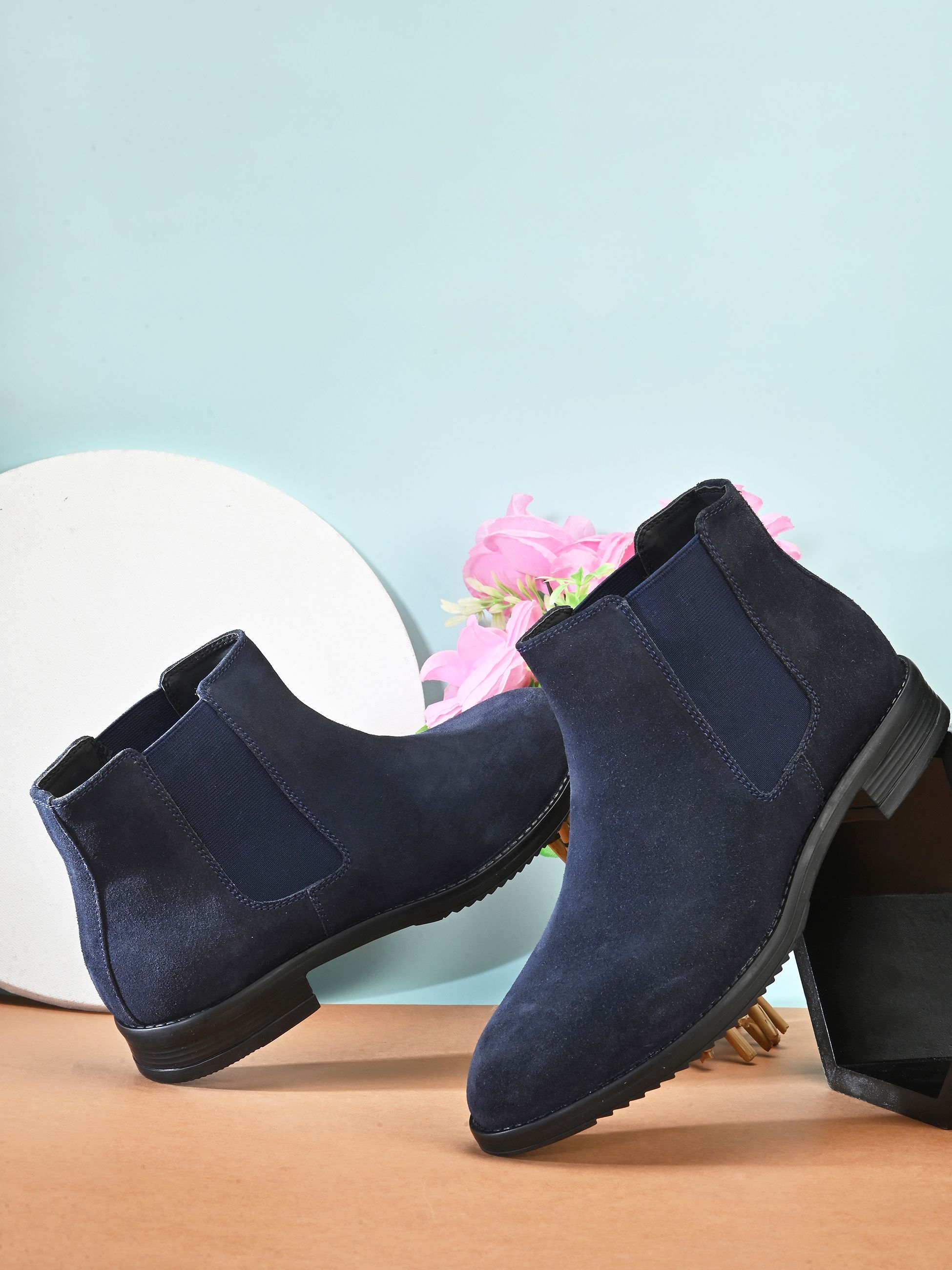 Women Leather Suede High Top Chelsea Boots Boots For Women-image-0