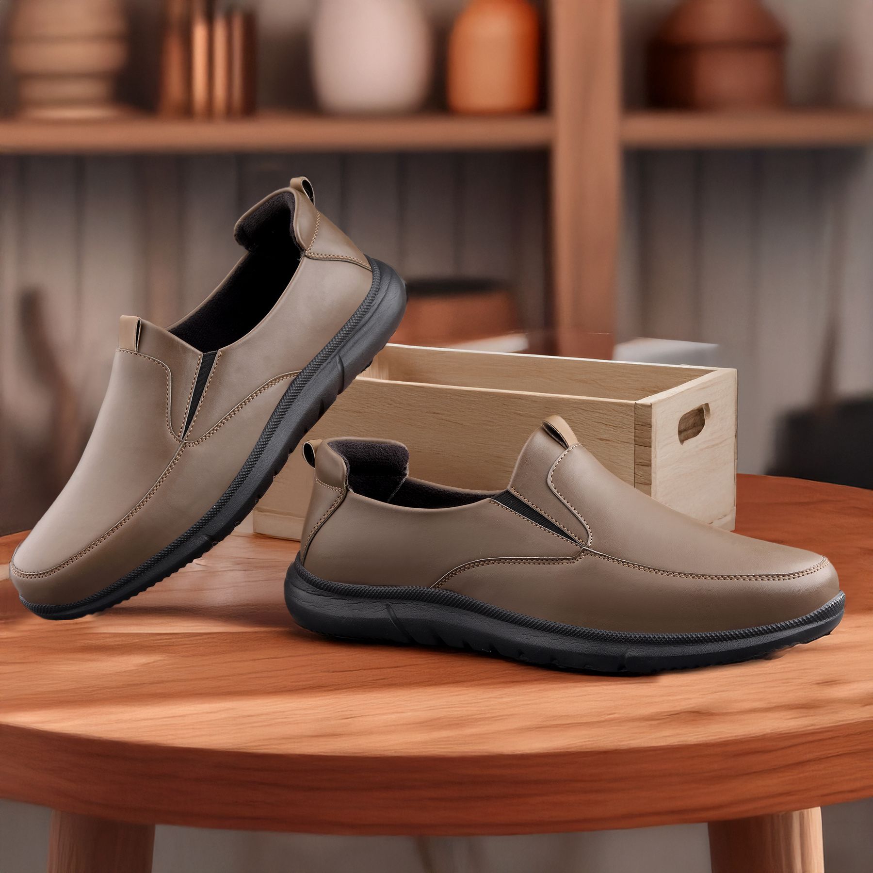 Men's Brown Smart Casual SlipOn Shoes | New Daily Wear Loafers With Soft Insole Loafers For Men-image-1