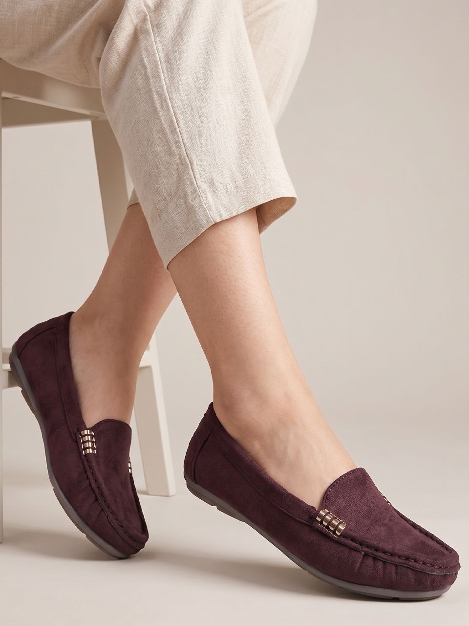 Suede Finish Slip-On Loafers Lightweight Everyday Comfort Flats Loafers For Women-image-30