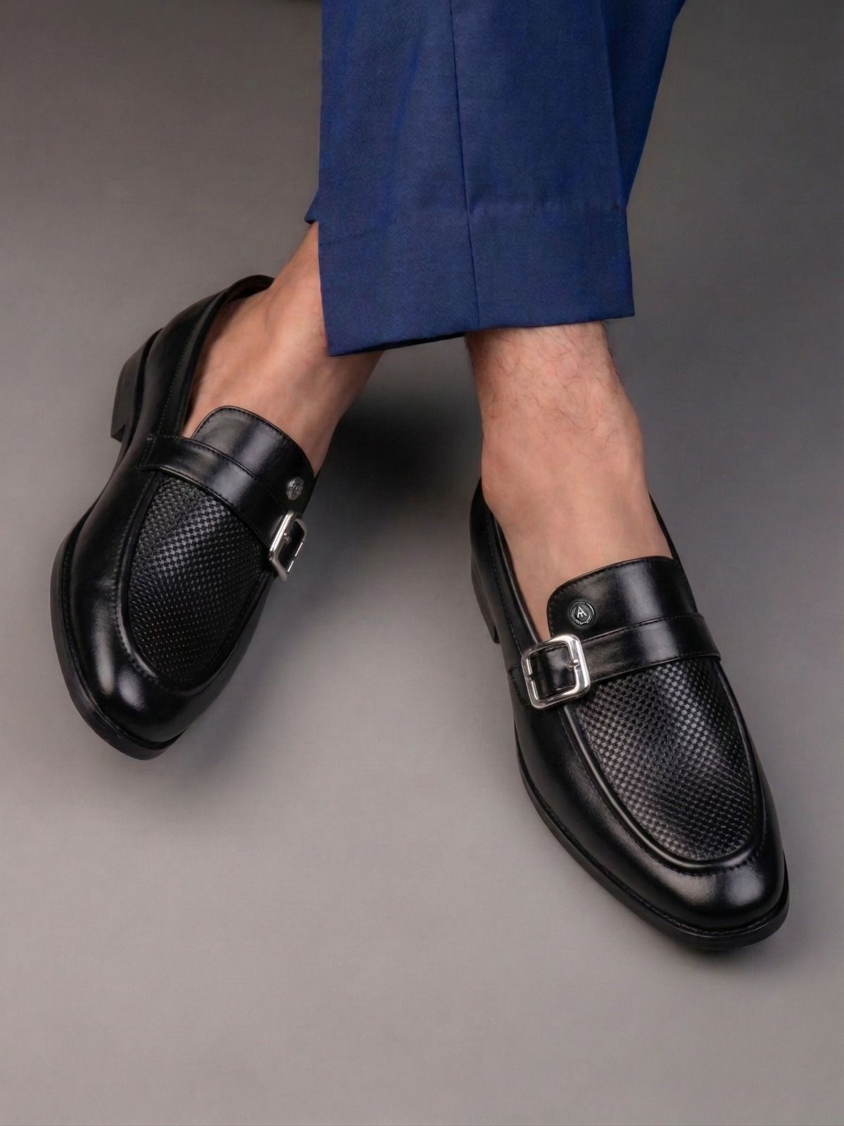 alberto torresi Office Edition: Men’s Black Faux Leather Double Monk Strap Slip-Ons Monk Strap For Men-picture-40