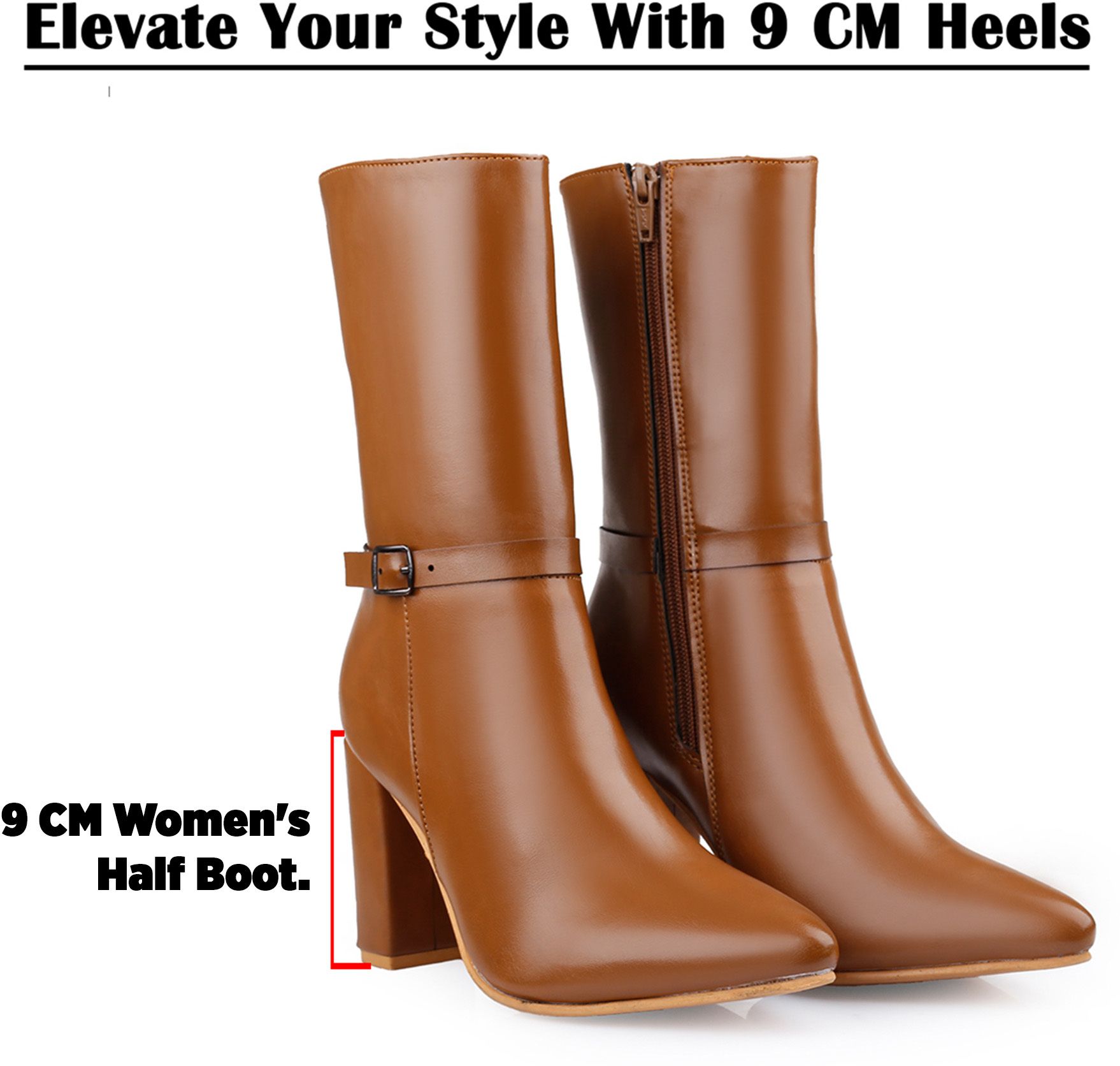 Womens 3.5 Inch Block Heel Formal Ankle Leanth Zipper Boot Slip On For Women-image-6