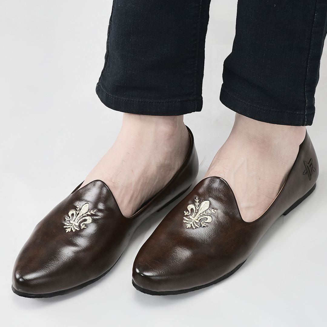 Classic Ethnic Evening Wedding Party Comfort Embroidery Slip On Jutis and Mojaris For Men-image-34