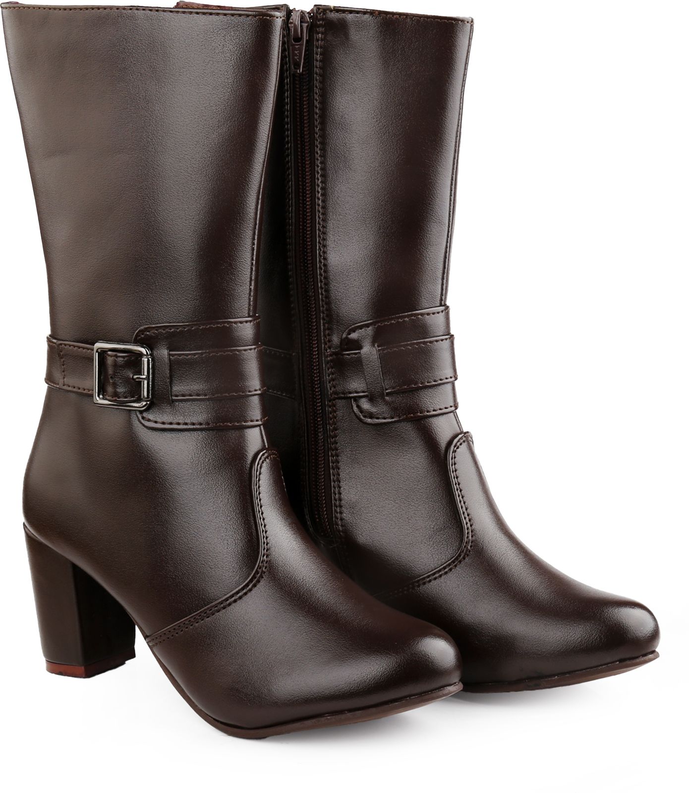 bxxy Smart Look High Ankle Zipper Boots for Women with Trendiest Buckle Closure Slip On For Women-picture-12