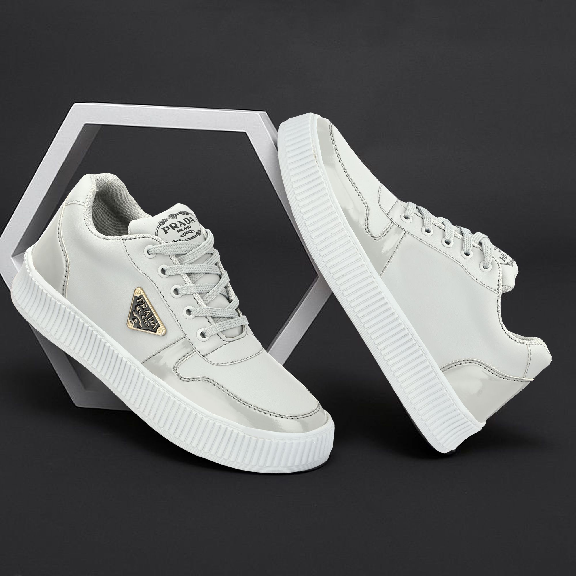 Men’s White Premium Casual Sneakers | Lace-Up Stylish with Cushioned Sole Training & Gym Shoes For Men-image-13