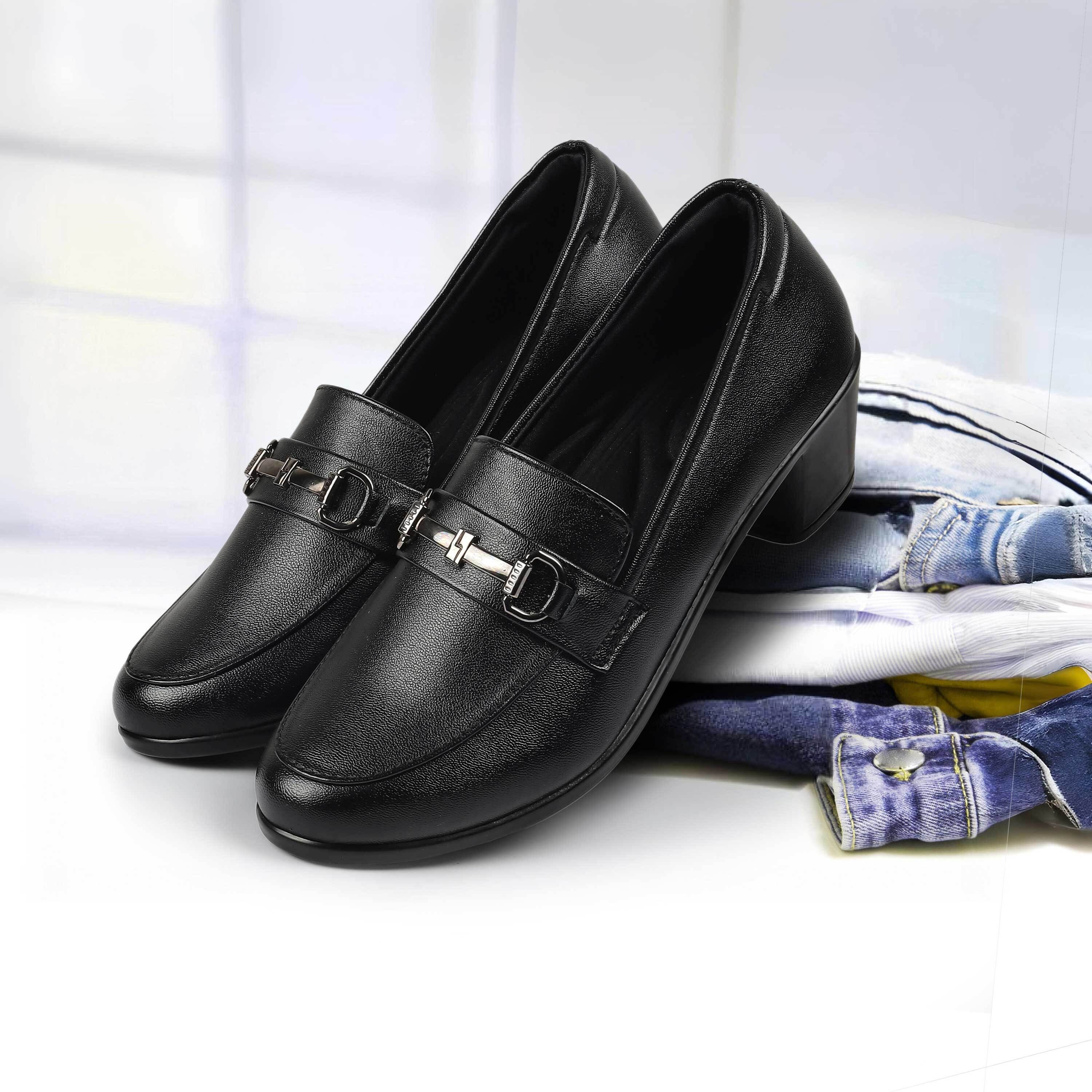 mochi Women's Black Slip On closure Formal - Slip On with Block Heel For Women-picture-27