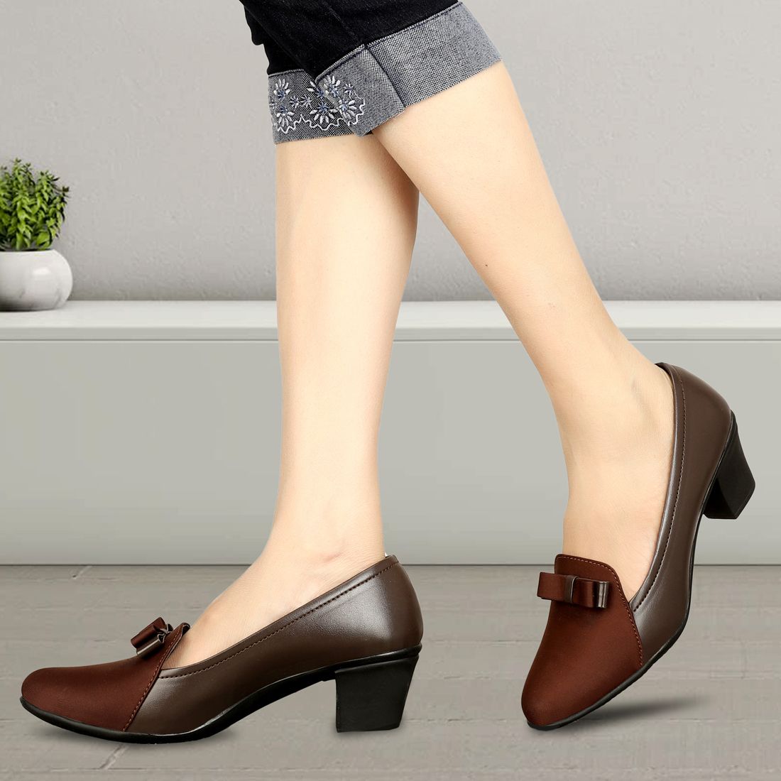 Rimezs Block Heel Pumps Slip On For Women