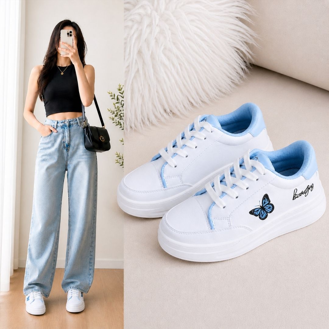 Trendy stylish Sky Butterfly Platform Sneakers Sneakers For Women-image-32