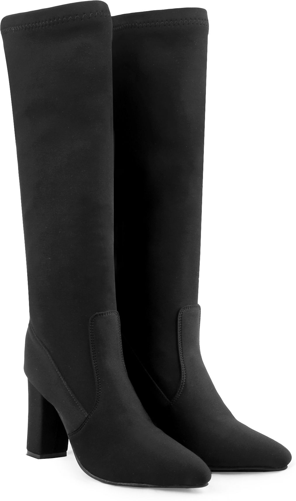 yuvrato baxi Women's 3.5 Inch Block Heel Height Black Casual Formal Slipon Knee Height Boots Slip On For Women-picture-12