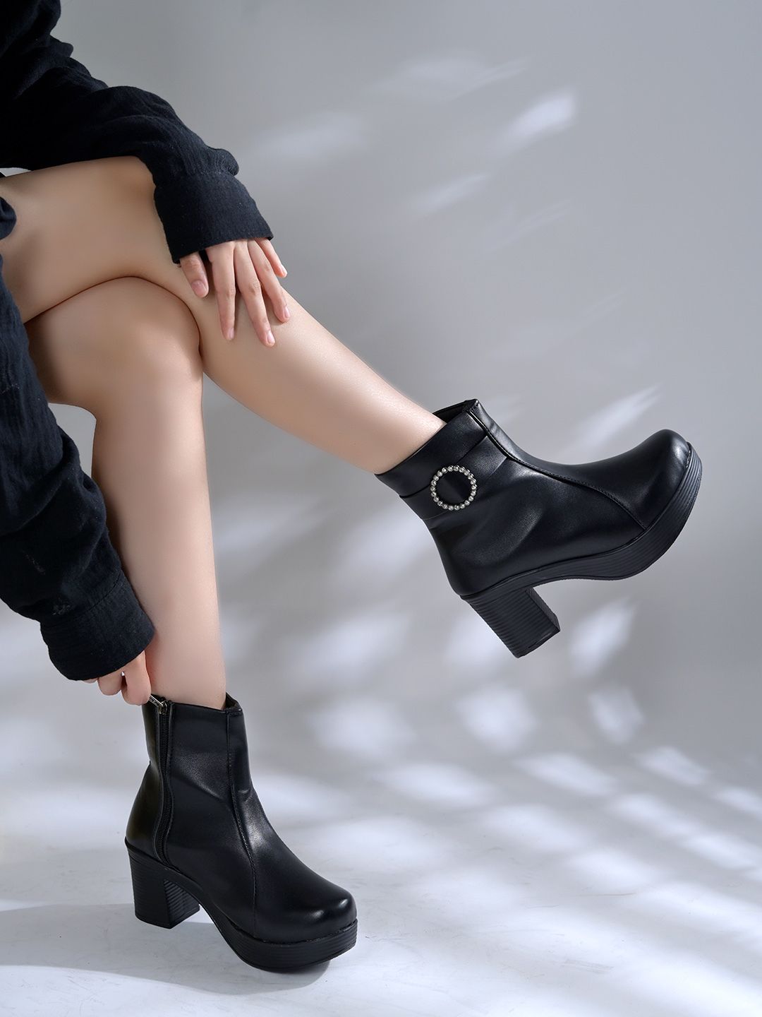 Winter Wear Boots|Chunky |Platform |Ankle Boots with Rhinestone Buckle For Girls Boots For Women-image-31