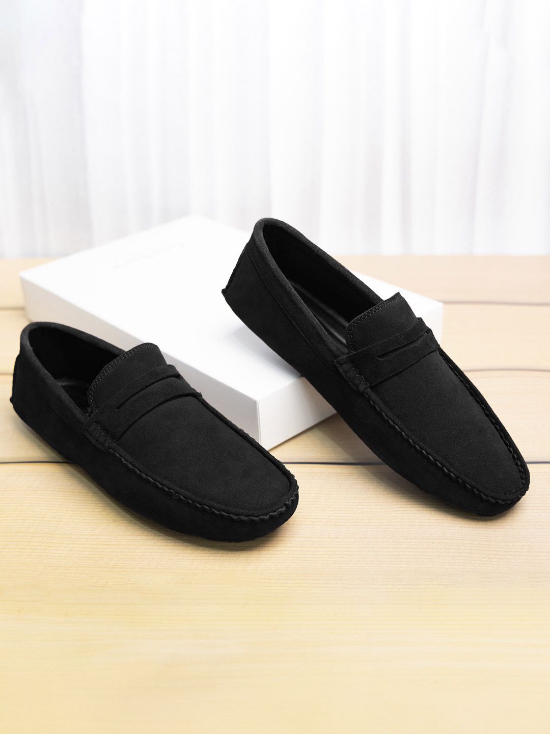 Mens Black Stylish Suede Leather Casual Loafers (ITSUJB) UK 11 Loafers For Men-image-25