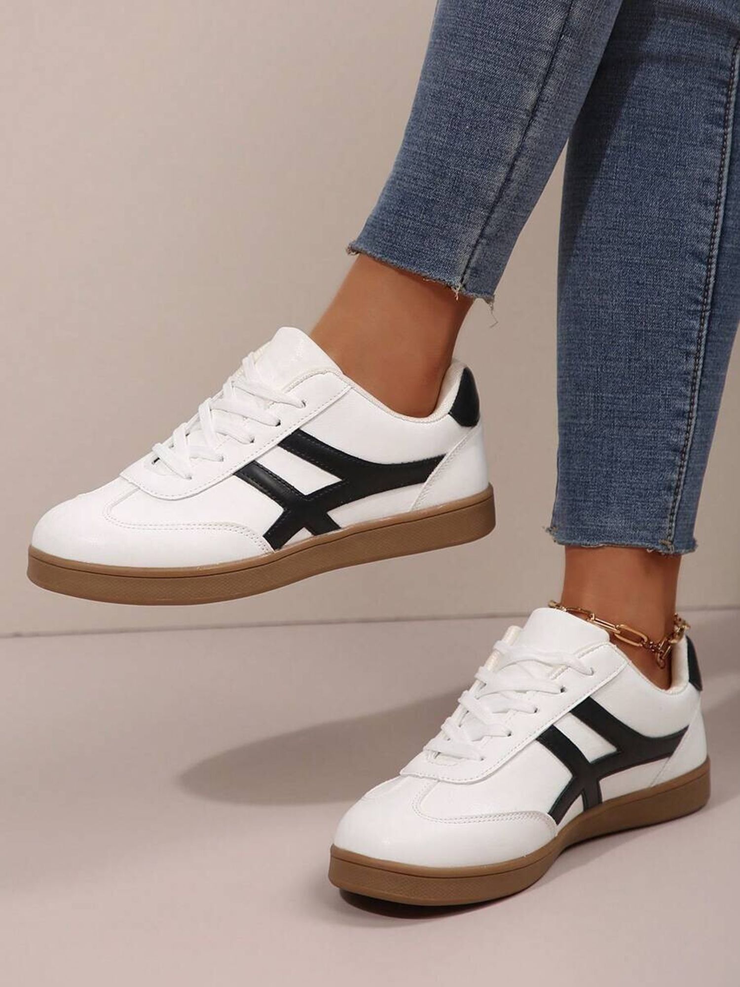 Colorblock Flat Sneakers with Ultra Soft Cushion Lace-Up All-Day Comfort Shoes| Sneakers For Women-image-17