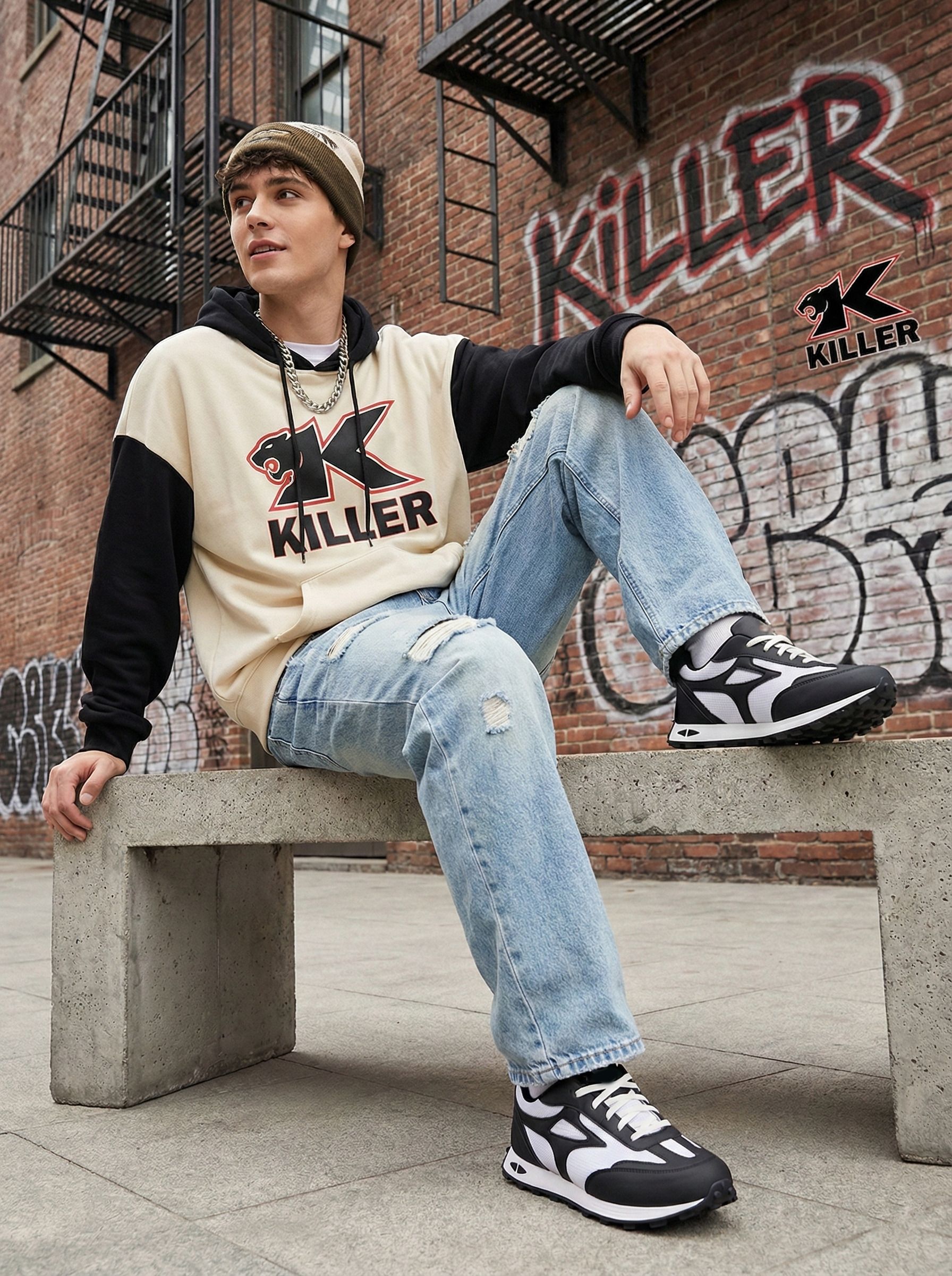 killer Men’s Black & White Casual Sneakers | Lightweight Mesh Lace-Up Running Shoes Sneakers For Men-picture-27