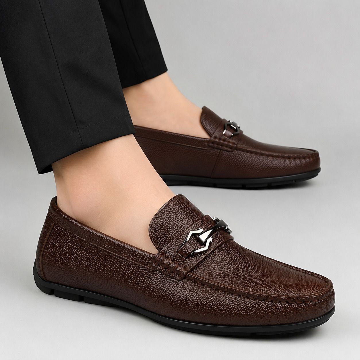 Latest Classic Brown Synthetic Loafers | Slip-On Everyday Formal Shoes Loafers For Men-image-30